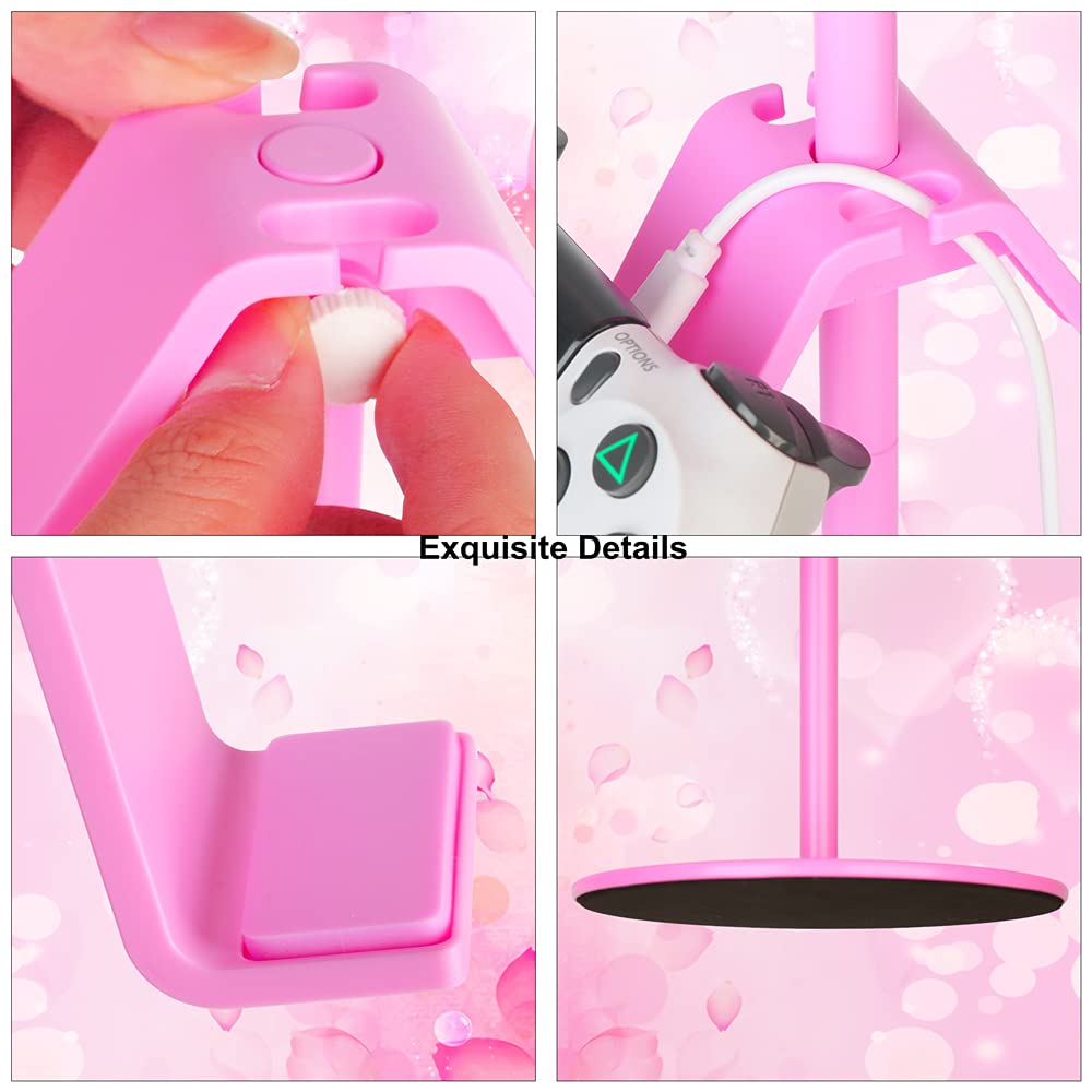 Pink Controller Holder & Headphone Stand - 3-Tier Adjustable Gaming Accessory Organizer for Xbox, PS4, PS5, Nintendo Switch - Perfect for Gaming Setup & Desk Organization (Cute Pink)