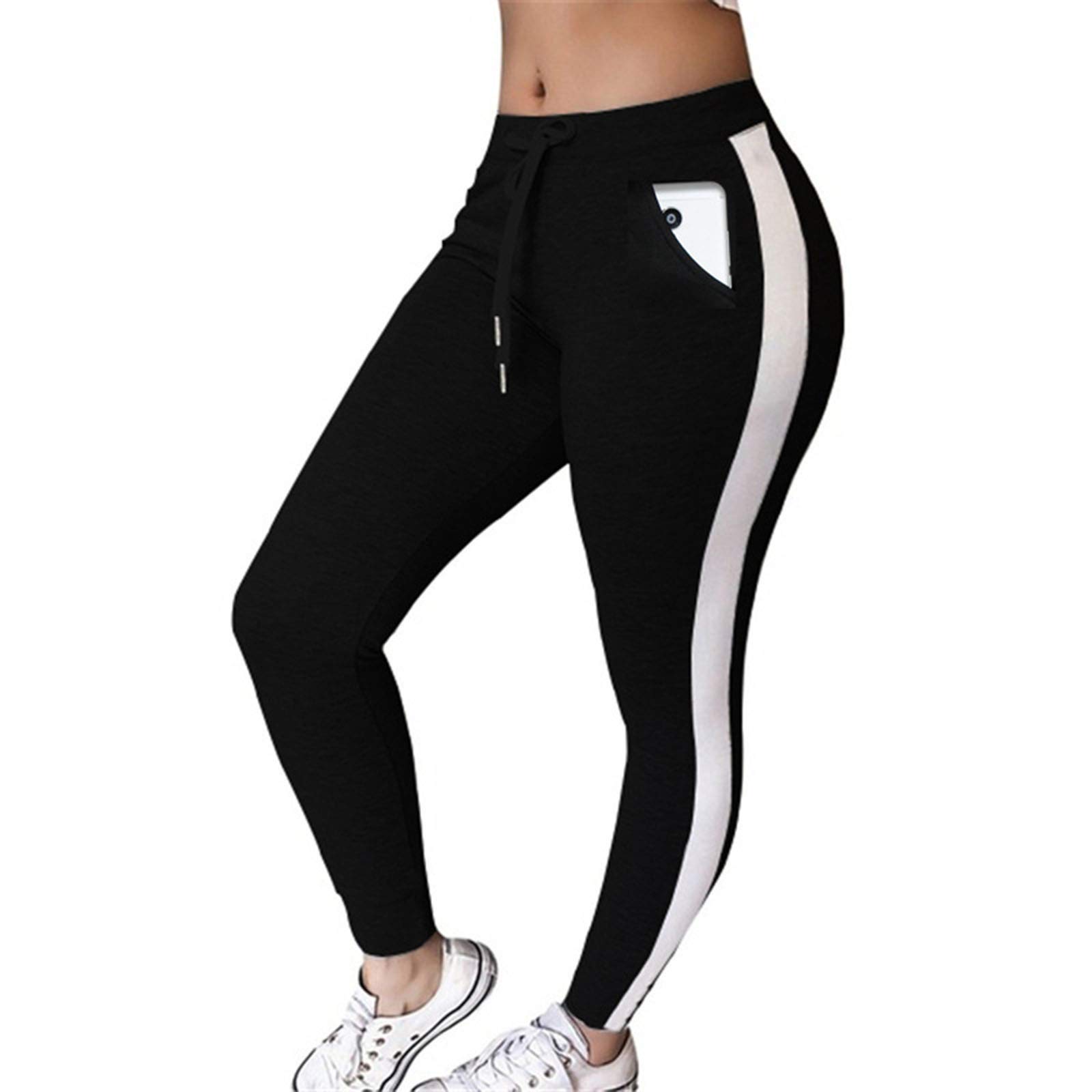 Women's Casual Striped Cotton Drawstring Pants - Loose Fit Sports & Lounge Wear for Comfortable Everyday Outfits
