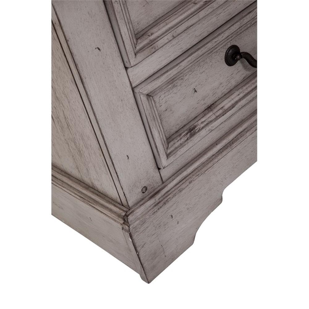American Woodcrafters Stonebrook Antique Gray Wood 2-Drawer Nightstand - Solid Wood Bedside Table with Storage for Bedroom, Living Room & Guest Room