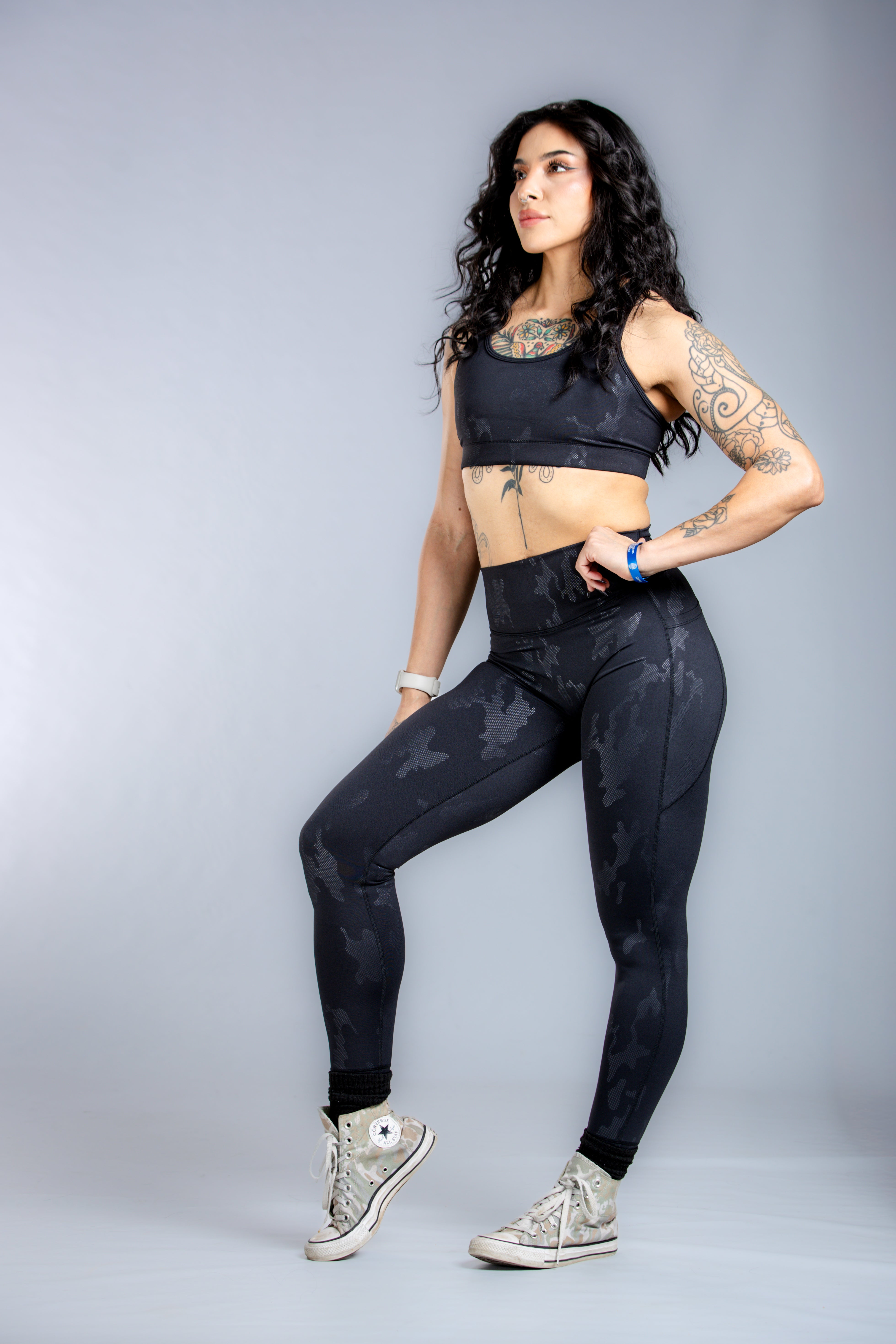 Empowered High Support Sports Bra | Black Camo Print | Workout, Running, Yoga & Gym Essentials for Women