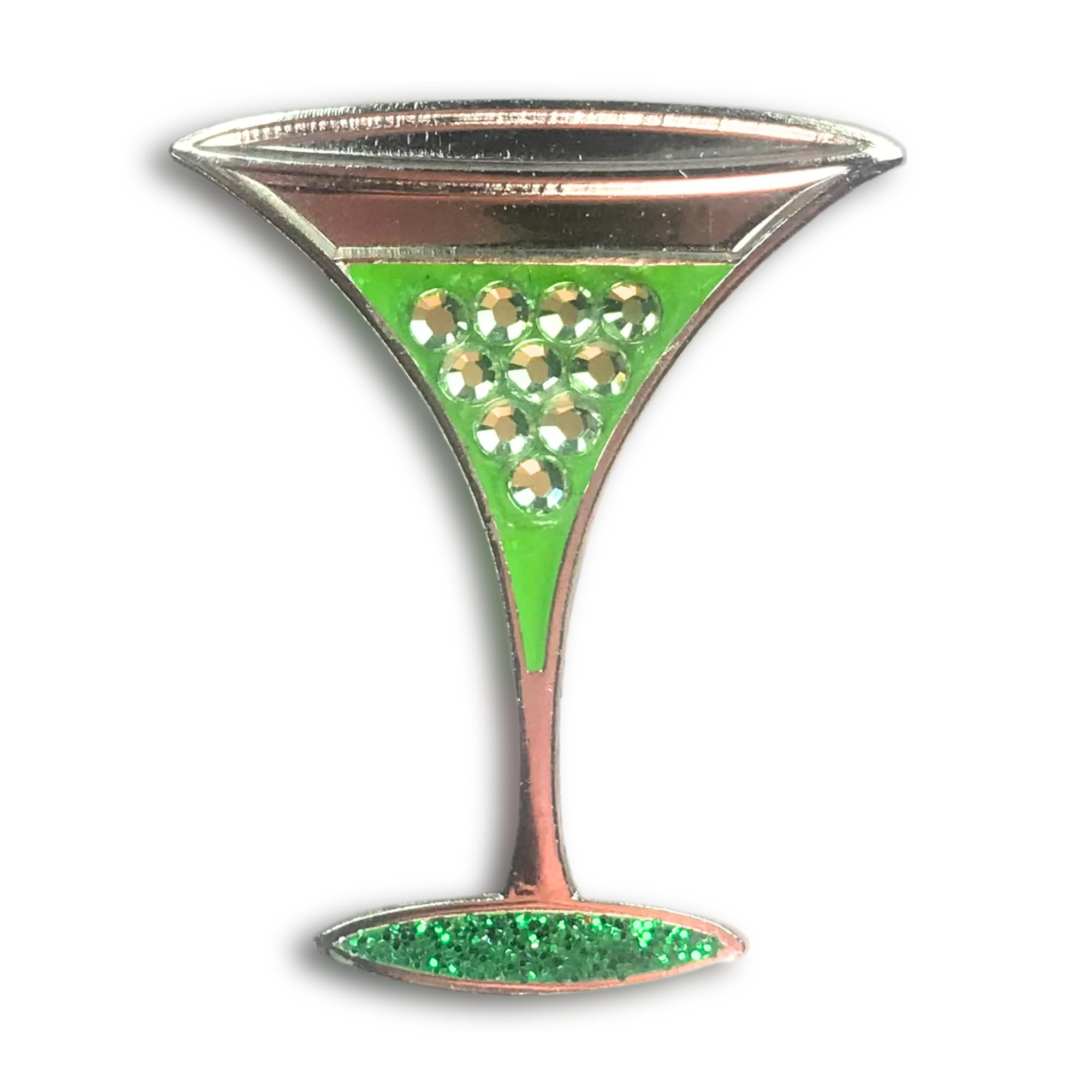 Premium Vibrant Crystal Golf Ball Marker with Magnetic Hat Clip (Green Martini Glass) | Durable Golf Accessories for Men & Women | Ideal Golf Gift & Tournament Giveaway | Perfect for Golf Courses, Driving Ranges & Casual Play