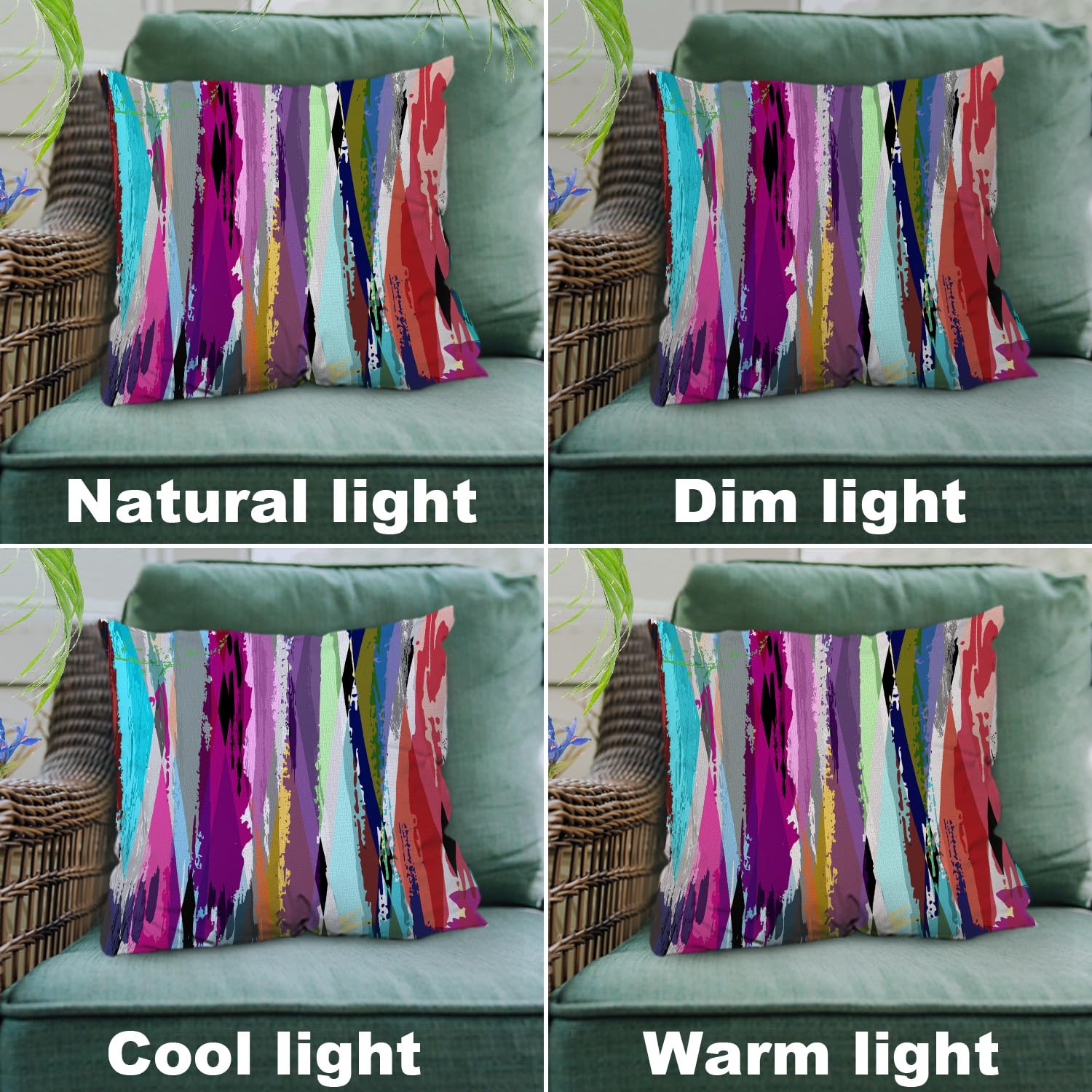 Shrahala Geometric Purple Outdoor Throw Pillow Cover Set of 2 - 18x18 Inch Water Resistant Linen Cushion Covers with Abstract Design for Sofa, Bed, Couch & Car - Perfect for Living Room Decor, Patio Furniture & Outdoor Seating