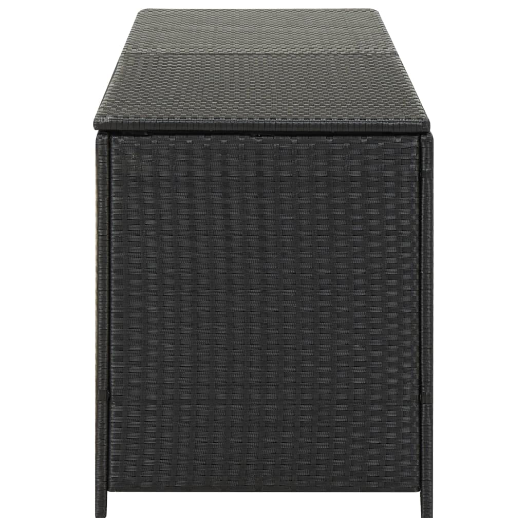 Outdoor Storage Box - Poly Rattan Patio Furniture Organizer - Weatherproof Garden Storage for Cushions, Tools & Accessories - Black - 78.7