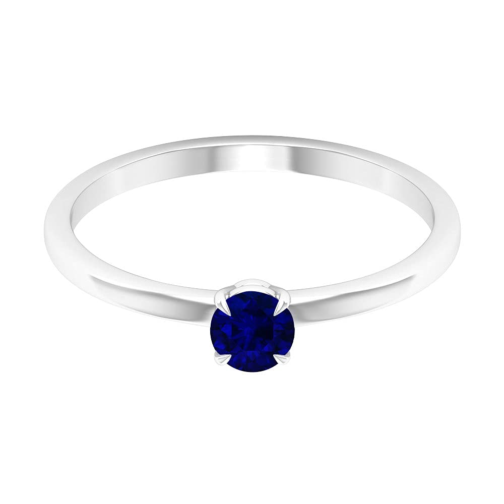 1/4 CT Natural Blue Sapphire Promise Ring - 14K Solid Gold Solitaire Ring for Women - Elegant Engagement, Wedding, or Anniversary Jewelry Gift