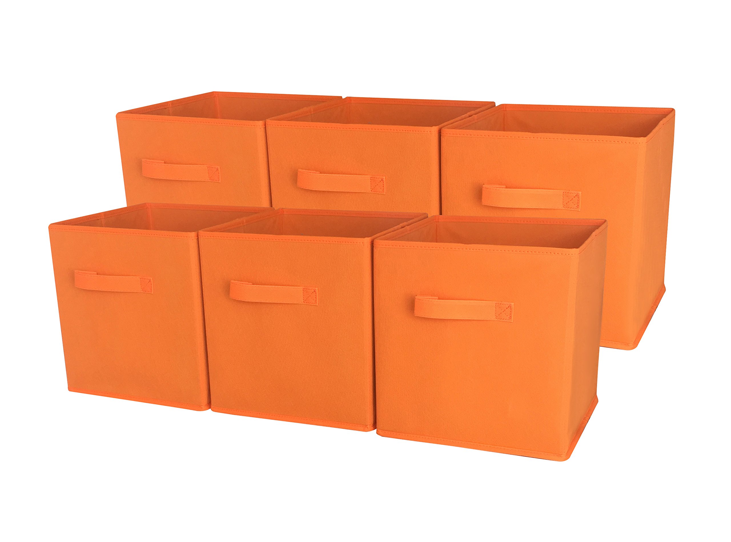 Foldable Storage Cube Bins 6-Pack - Orange for Closet & Home Organization