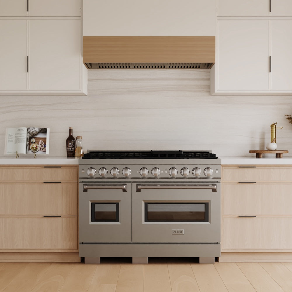 ZLINE 48-Inch 6.7 cu. ft. Stainless Steel Dual Fuel Range - 8 Burner Gas Cooktop & Classic Double Oven (CDR48) | Perfect for Large Kitchens, Holiday Cooking & Professional Chefs