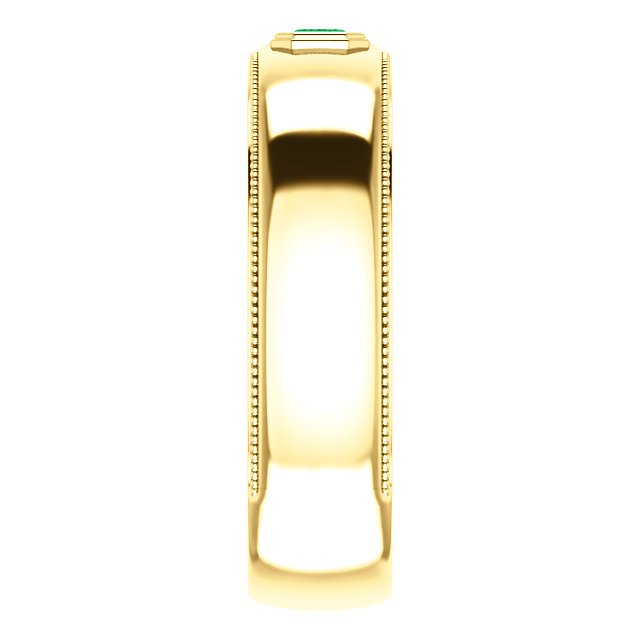 14KT Gold Men's Emerald Ring - 3/10 CT Bezel Set Wedding Band for Engagement, Anniversary & Special Occasions