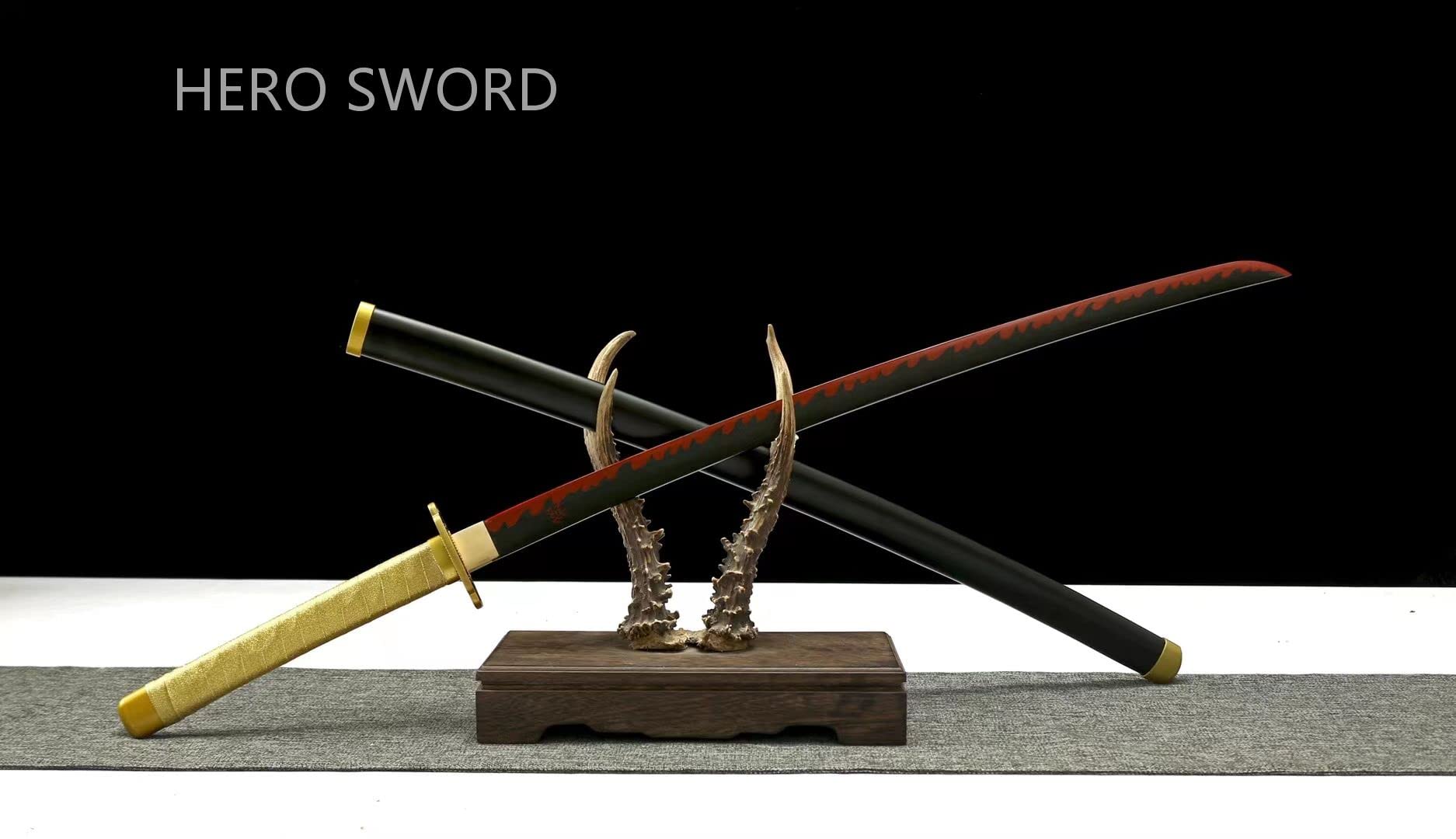 Handmade Demon Slayer Katana Sword - 1060 Carbon Steel Full Tang Samurai Sword with Sharp Blade - Japanese Anime Cosplay Weapon for Collectors & Martial Arts Training - Perfect for Cosplay, Display, and Anime Enthusiasts
