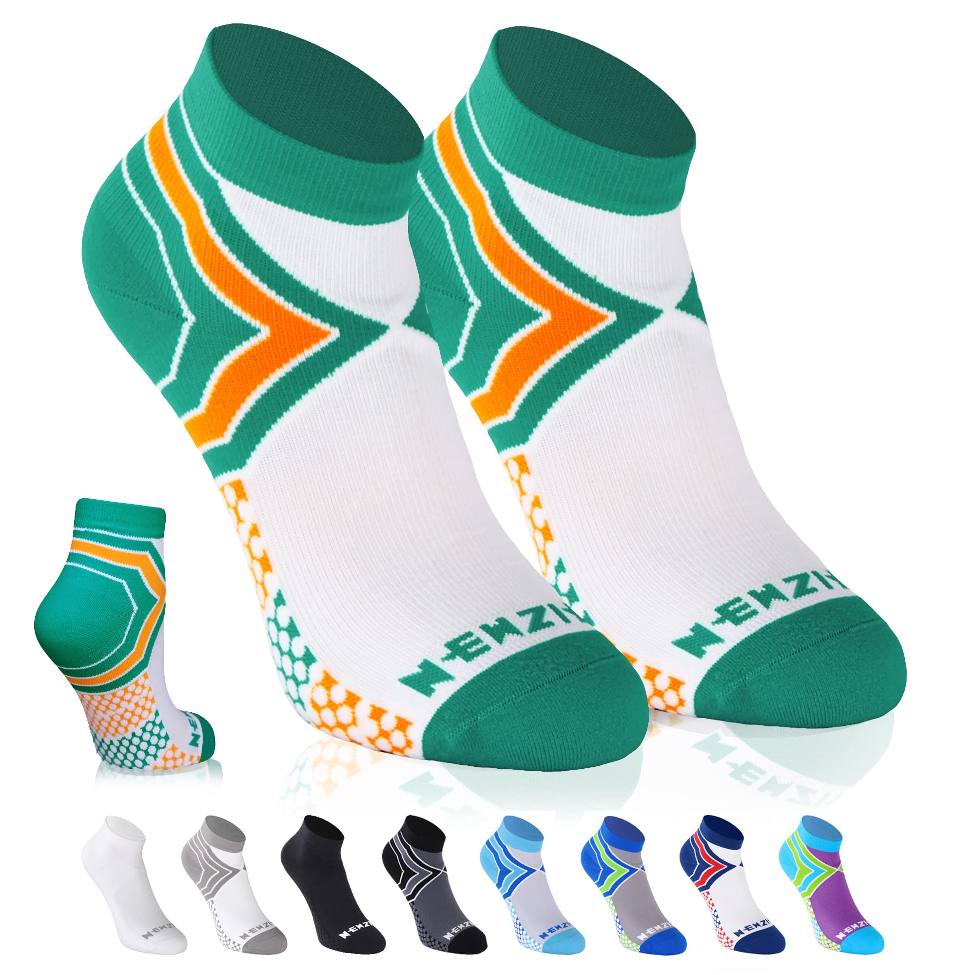 NEWZILL Ankle Compression Socks for Men & Women - Cushioned Low Cut Running Socks with Arch Support & Breathable Fabric - Ideal for Running, Hiking & Post-Workout Recovery