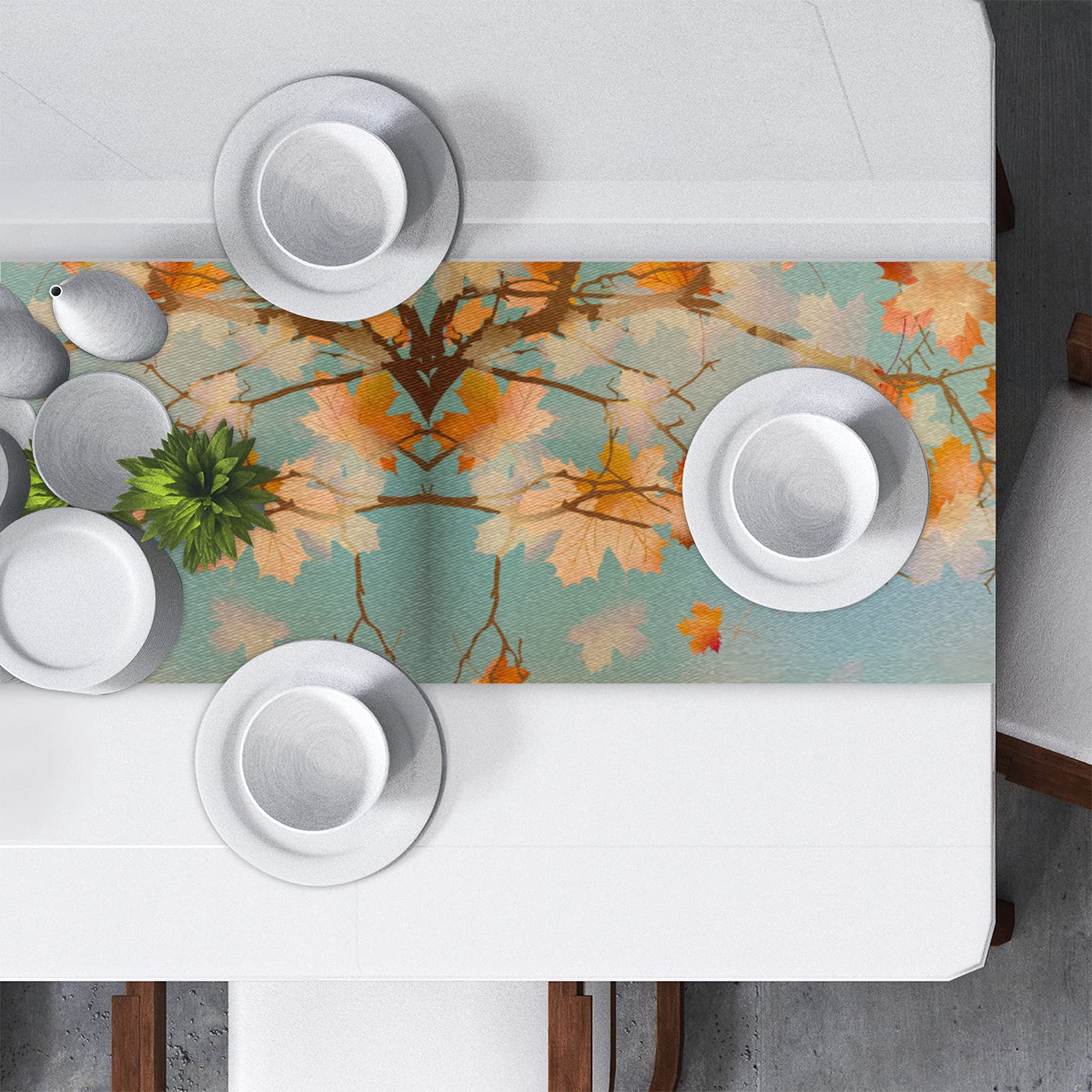 Bardic 13x90 Inch Autumn Maple Leaf Table Runner - Elegant Dining Table Decor for Kitchen, Coffee Table, Wedding & Holiday Festivities - Perfect for Fall Decorations and Seasonal Celebrations