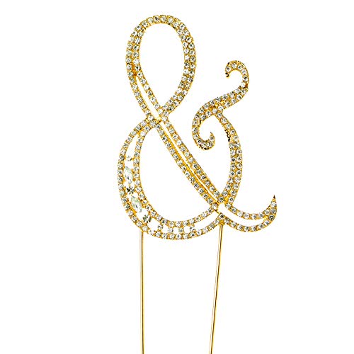 Sparkly Rhinestones Gold Cake Topper - Elegant Wedding, Birthday, Gender Reveal & Anniversary Cake Decorations with Symbols & Numbers | Perfect for Special Occasion Cakes, Cupcakes & Dessert Displays