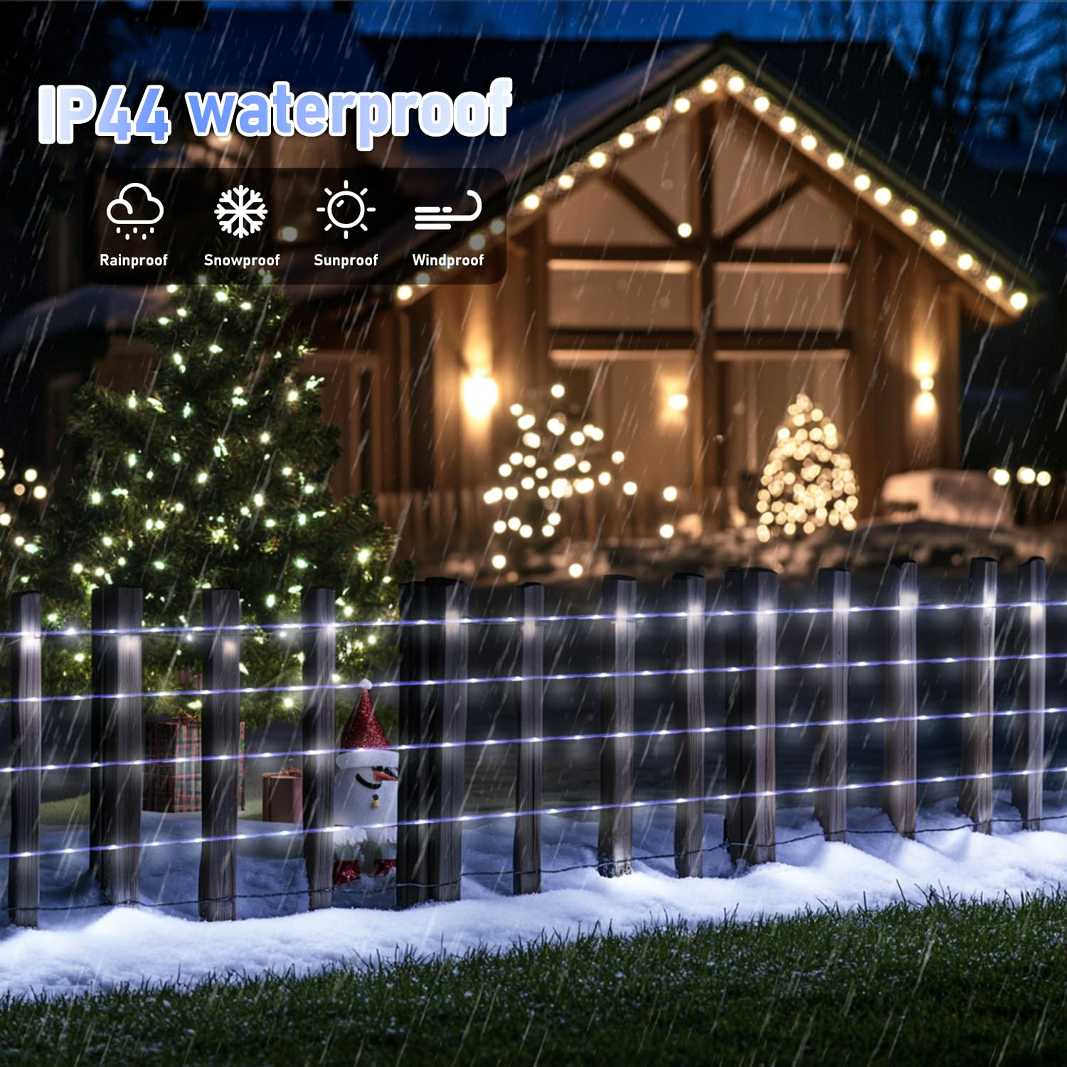 100 LED White String Lights Battery Operated with Remote - 33Ft Waterproof Outdoor Fairy Lights for Camping, Tent, Pool, Garden, Patio & Wedding Decor (2 Pack) - Perfect for Romantic Nights & Party Lighting
