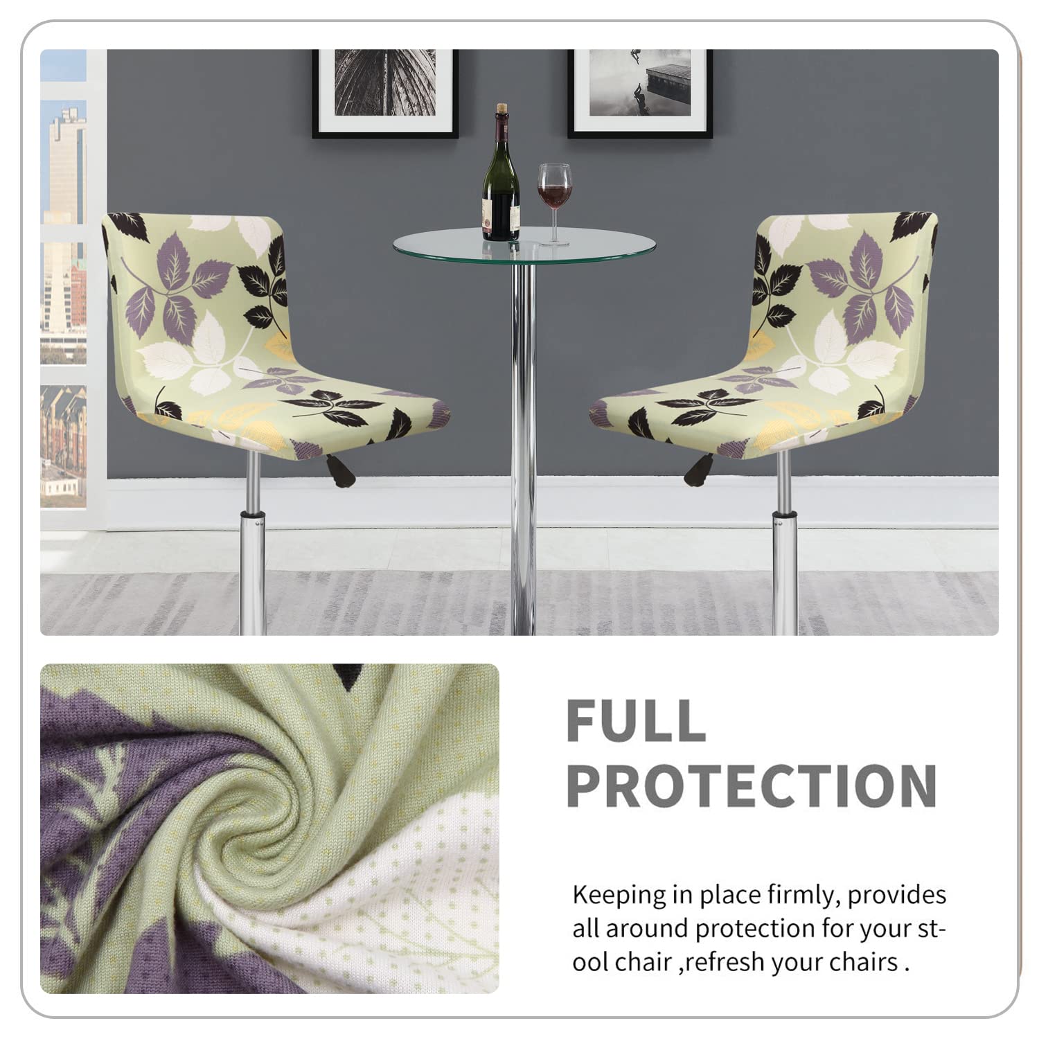 Deisy Dee Bar Stool Covers 2-Pack for Dining & Kitchen