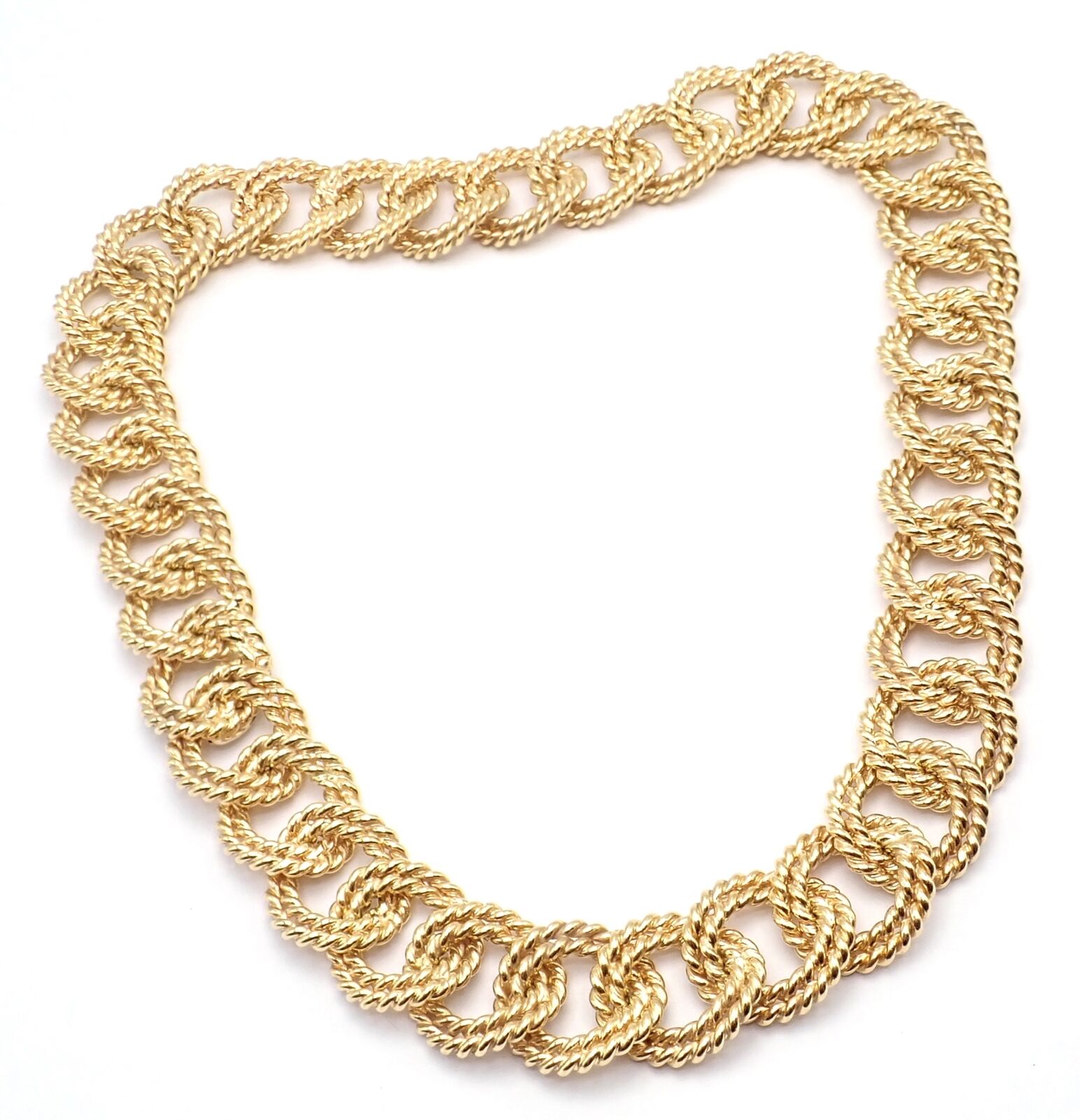 Authentic Verdura 18k Yellow Gold Rope Link Choker Necklace - Vintage Luxury Jewelry for Women - Perfect for Evening Parties, Weddings & Special Occasions