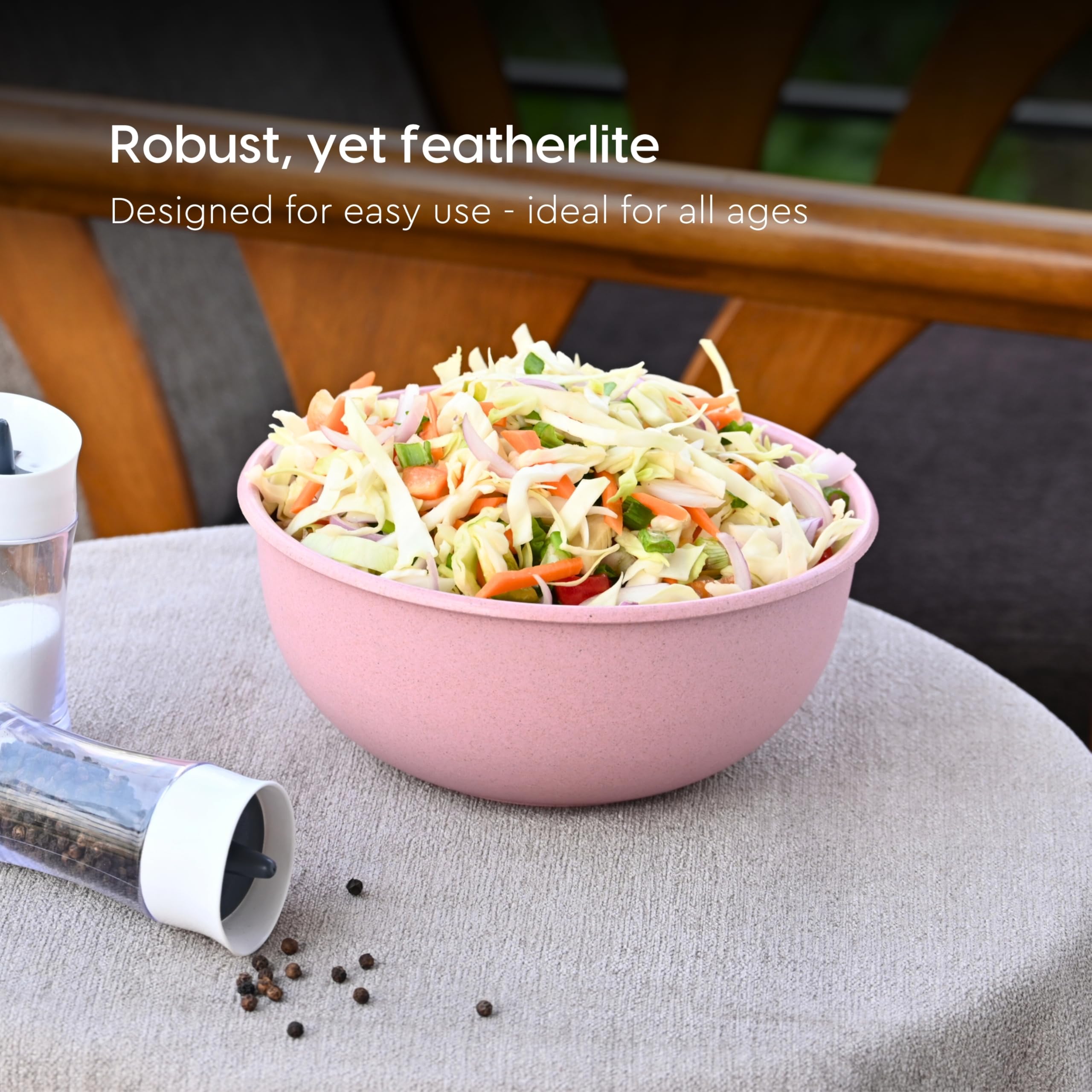 Eco-Friendly Frosty Mixing Bowl Set of 4 - Microwave Safe Serving Bowls Made with Rice Husk & Bamboo Fibers - 1800ml Multi-Light Bowls for Baking, Cooking & Food Prep | Perfect for Kitchens, Restaurants & Eco-Conscious Homes