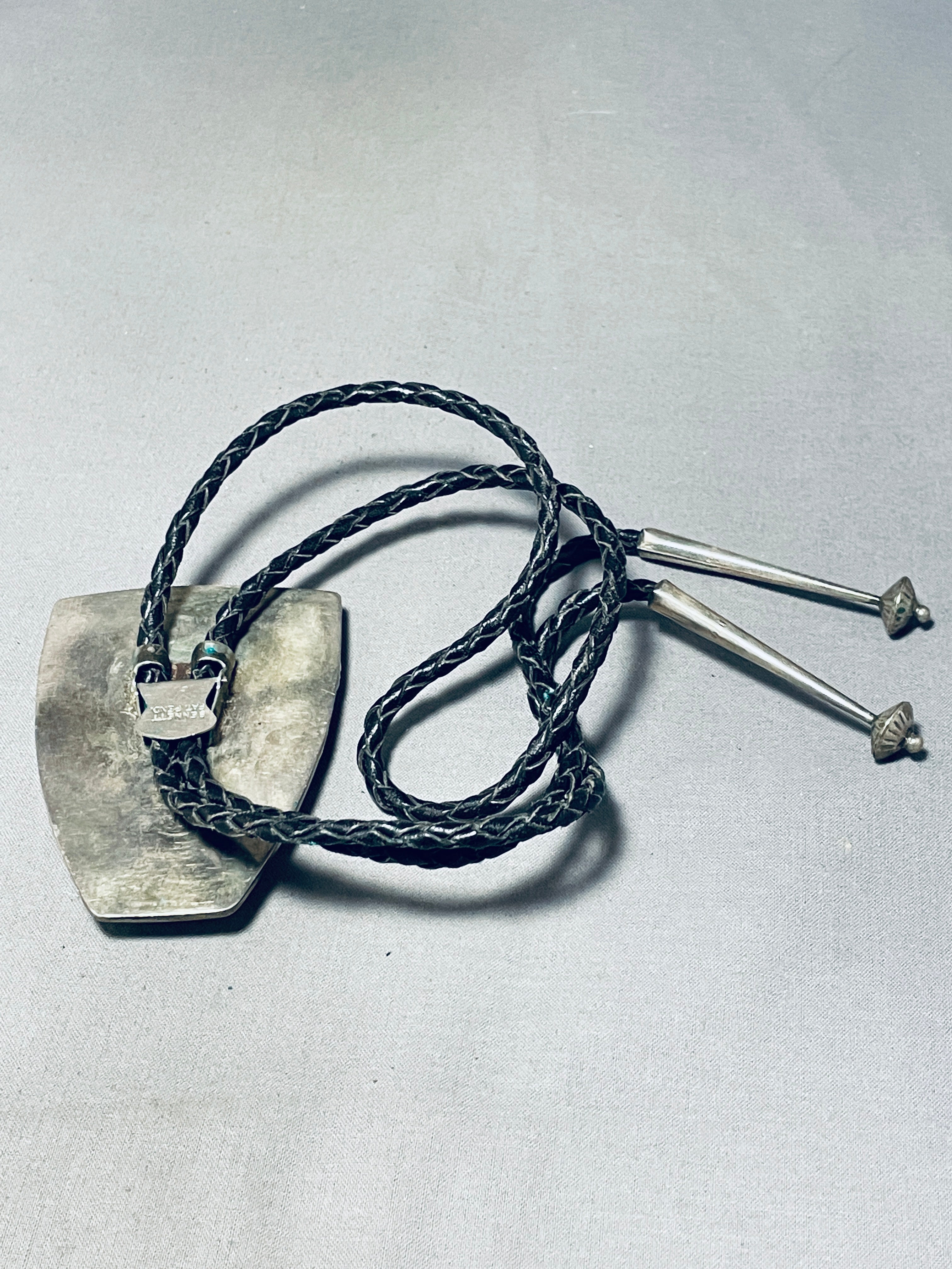 Vintage Navajo Pilot Mountain Turquoise Sterling Silver Bolo Tie - 100+ Grams - Handcrafted Native American Jewelry for Men - Perfect for Western Wear, Cowboy Outfits & Special Occasions