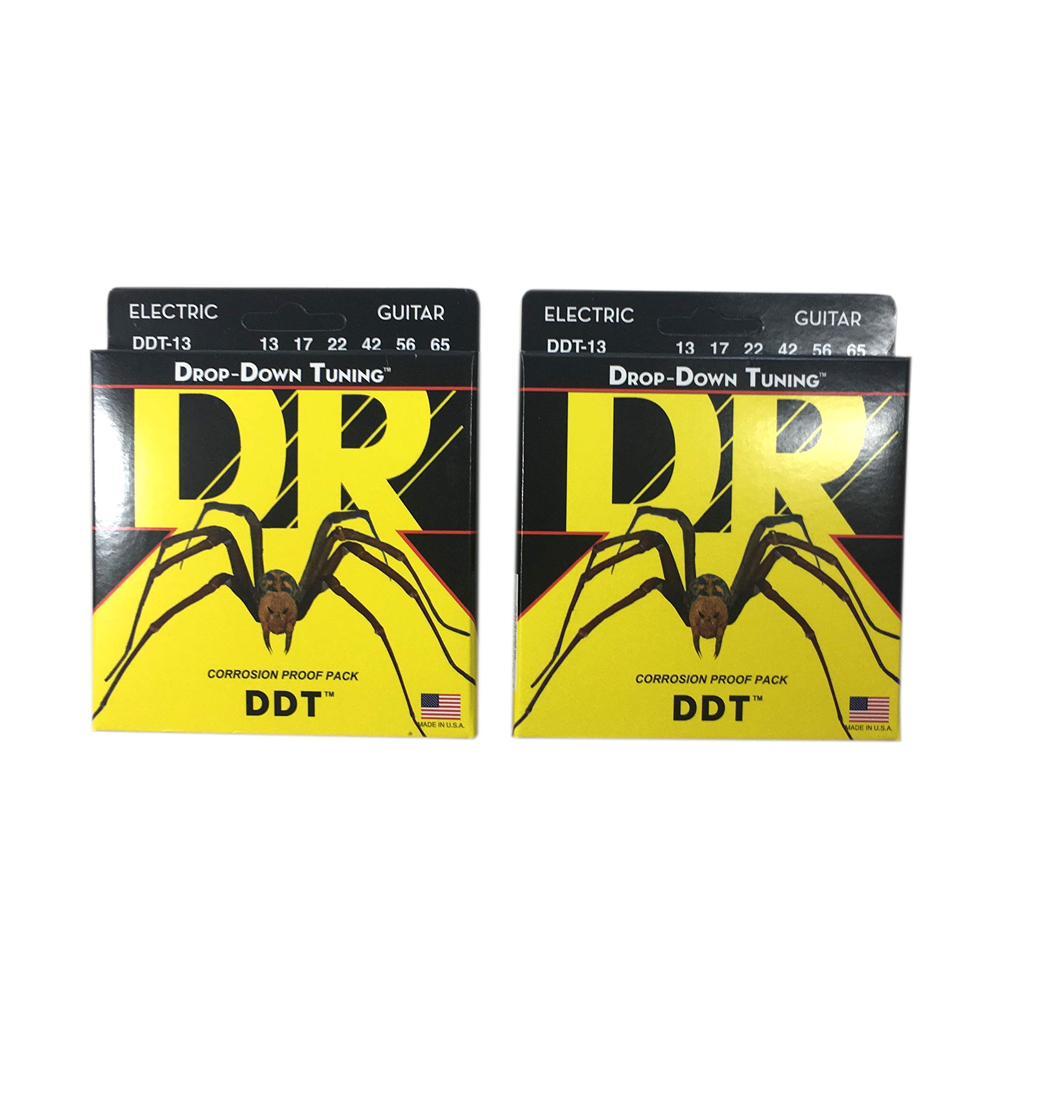 DR Guitar Strings Electric DDT Drop Down Tuning 13-65 Mega Heavy 2 Pack - Premium Strings for Metal & Rock Guitarists - Perfect for Live Performances & Studio Recording