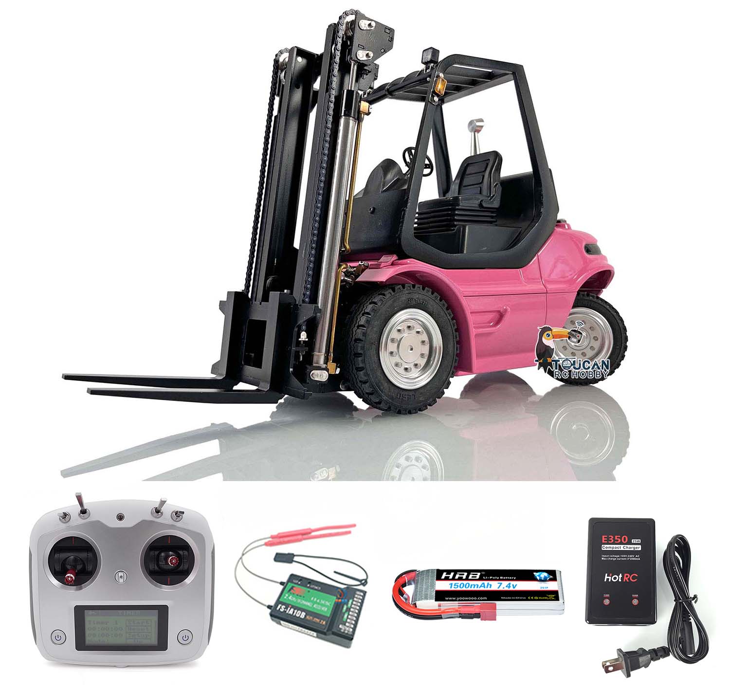 1/14 Scale RC Hydraulic Forklift Truck - Pre-Assembled RTR with Light & Sound System, Pump, Valve & Motor by LESU | Realistic Construction & Industrial Play for Adults & Kids