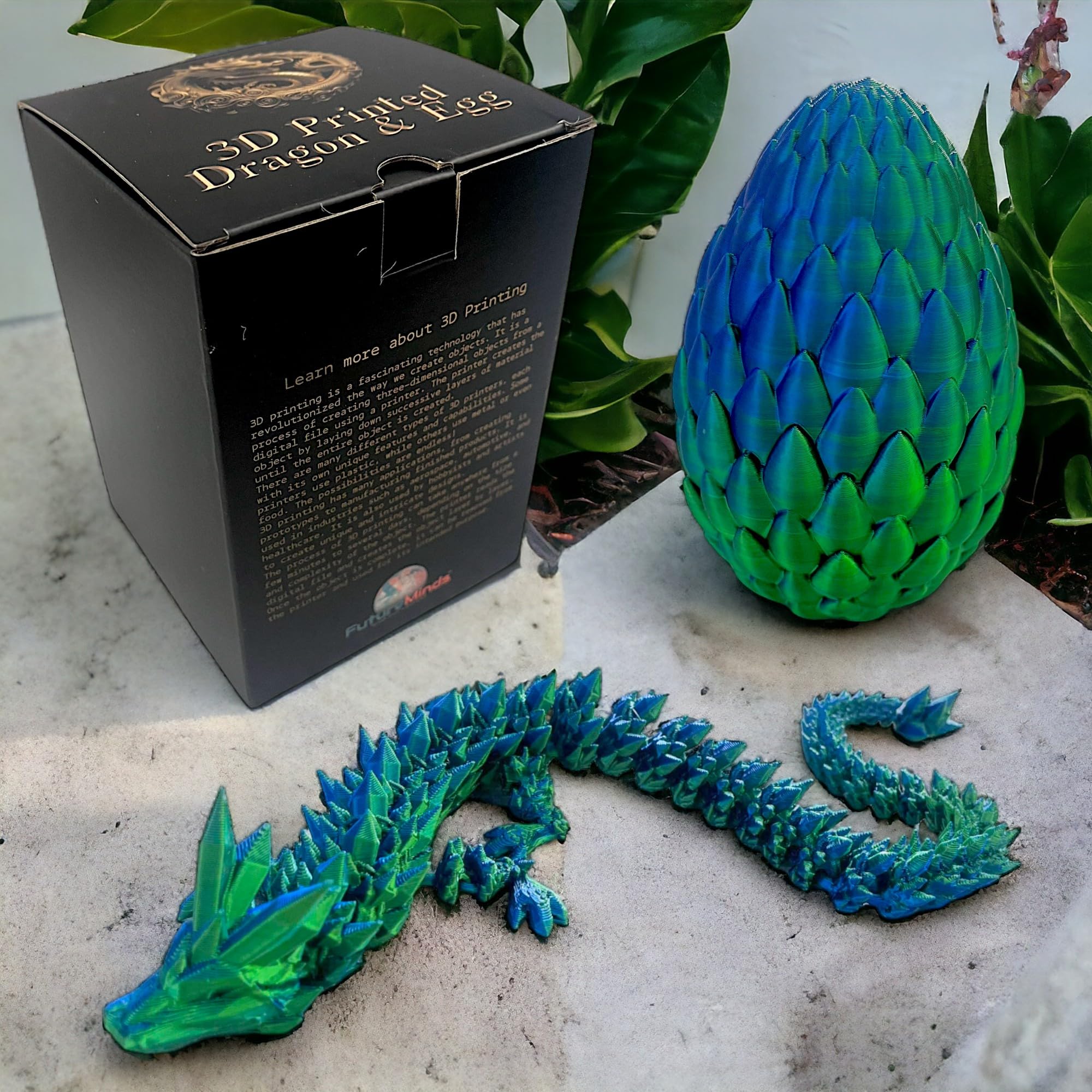 3D Printed Dragon Egg Fidget Toy with Gift Box - Stress Relief Sensory Toy for Autism & ADHD, Articulated Dragon Desk Toy for Easter Basket, Kids & Adults (Green) - Perfect for Home, Office & Classroom Use