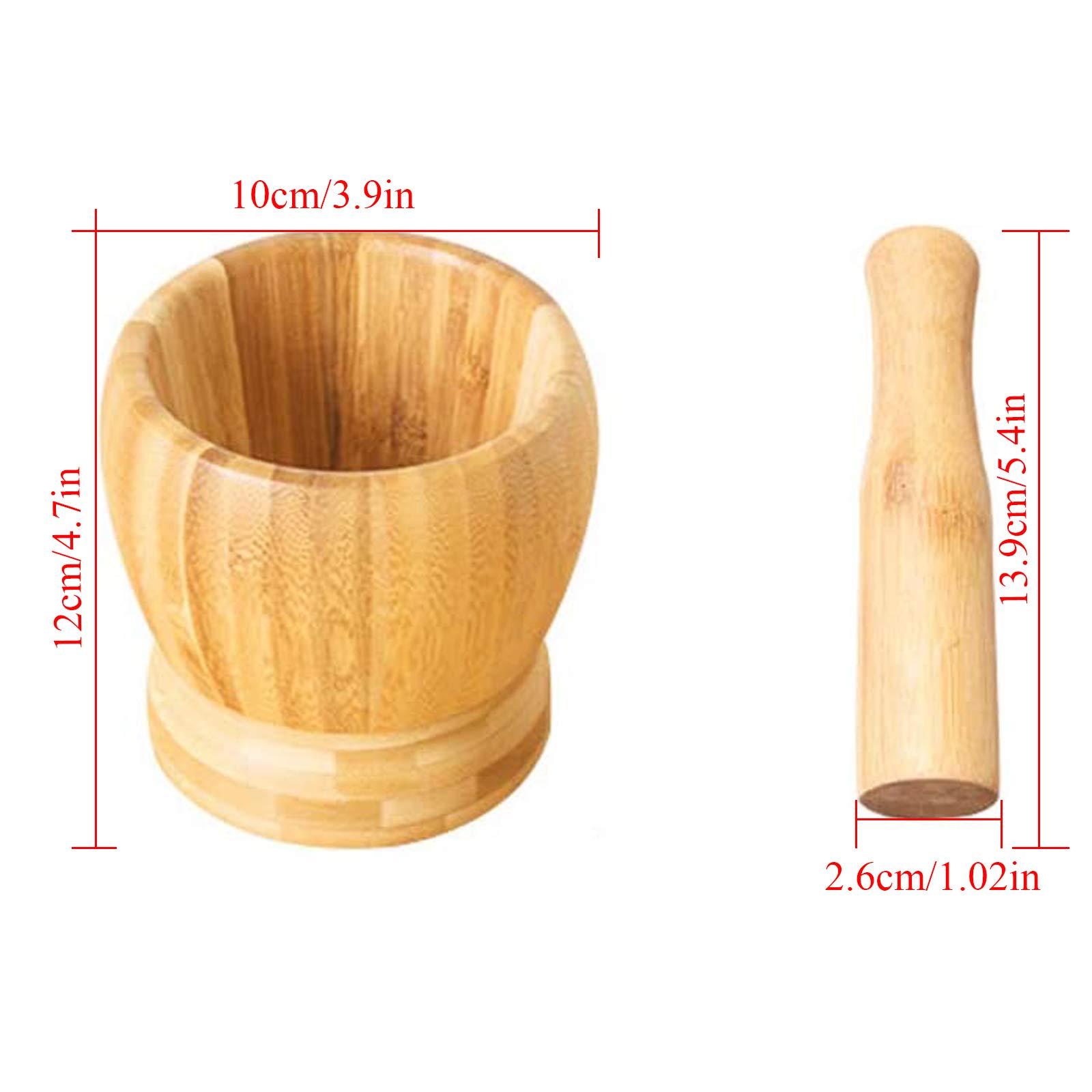 Premium Bamboo Mortar and Pestle Set - Natural Wood Guacamole Bowl, Garlic Crusher, Spice Grinder for Kitchen - Large Molcajete for Mexican Cooking, Herb Mixing & Food Prep (Ideal for Guacamole, Salsa & Spice Grinding)