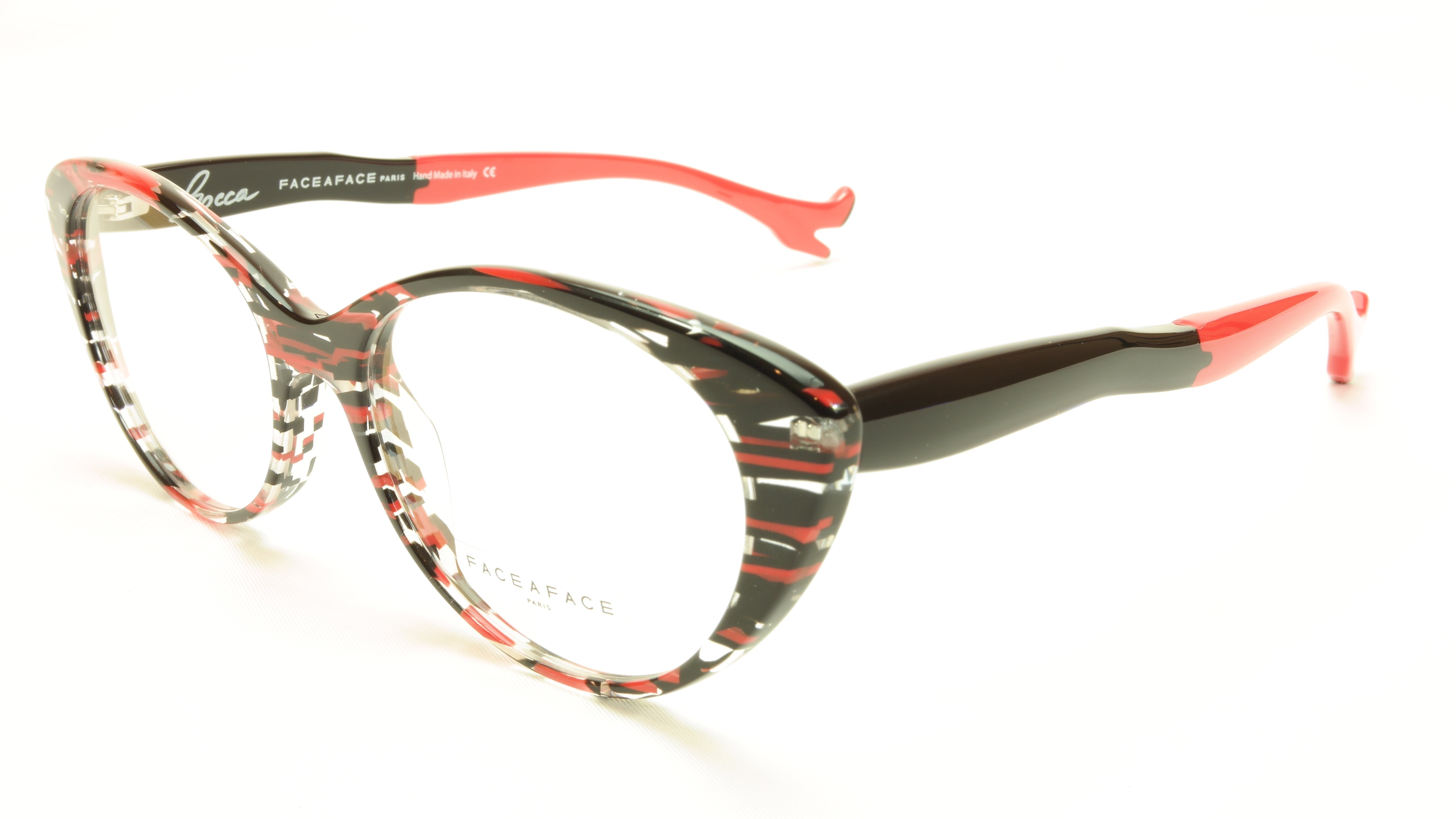Face A Face Bocca Sexy 3 Color 3024 Transparent Red Black Eyeglasses - Stylish & Lightweight for Women's Fashion, Office Wear & Night Out