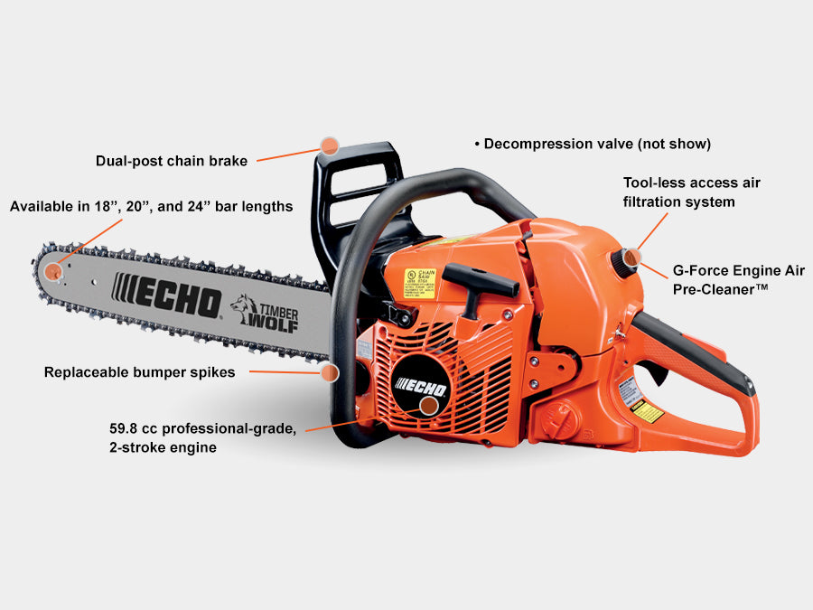 ECHO CS 590 20-Inch Gas Chainsaw - Professional Grade Timber Wolf Chainsaw for Tree Cutting, Firewood & Woodworking | Perfect for Landscaping, Logging & DIY Projects