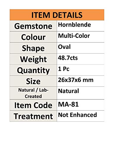 Natural Hornblende Oval Cabochon Loose Gemstone 48.7cts for Jewelry Making - Handcrafted Beads, Pendants & Rings - Healing Crystal for Meditation & Energy Work