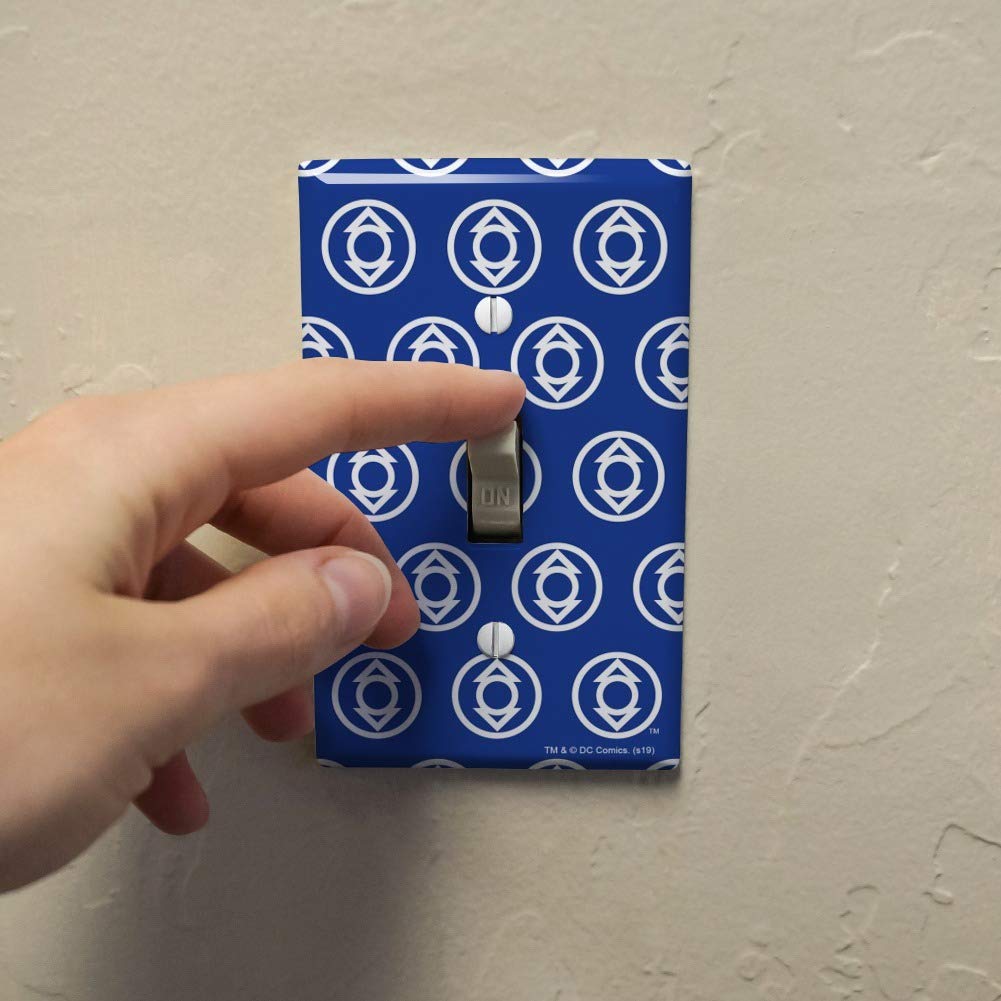Green Lantern Blackest Night Indigo Lantern Logo Plastic Wall Decor Light Switch Plate Cover - DC Comics Superhero Home Decor for Bedroom, Living Room & Office