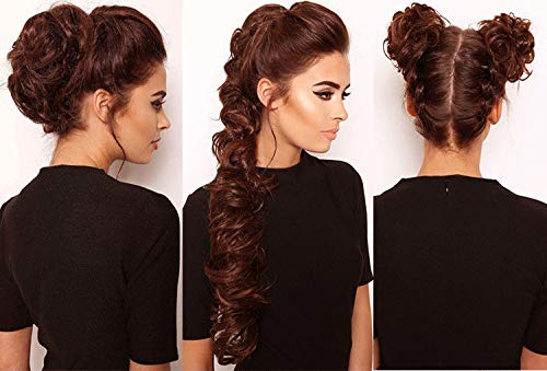 Majik Messy Frill Hair Extension - Curly Synthetic Ponytail Hair Extensions for Women, 1 Pack Light Brown - Perfect for Parties, Cosplay & Everyday Styling