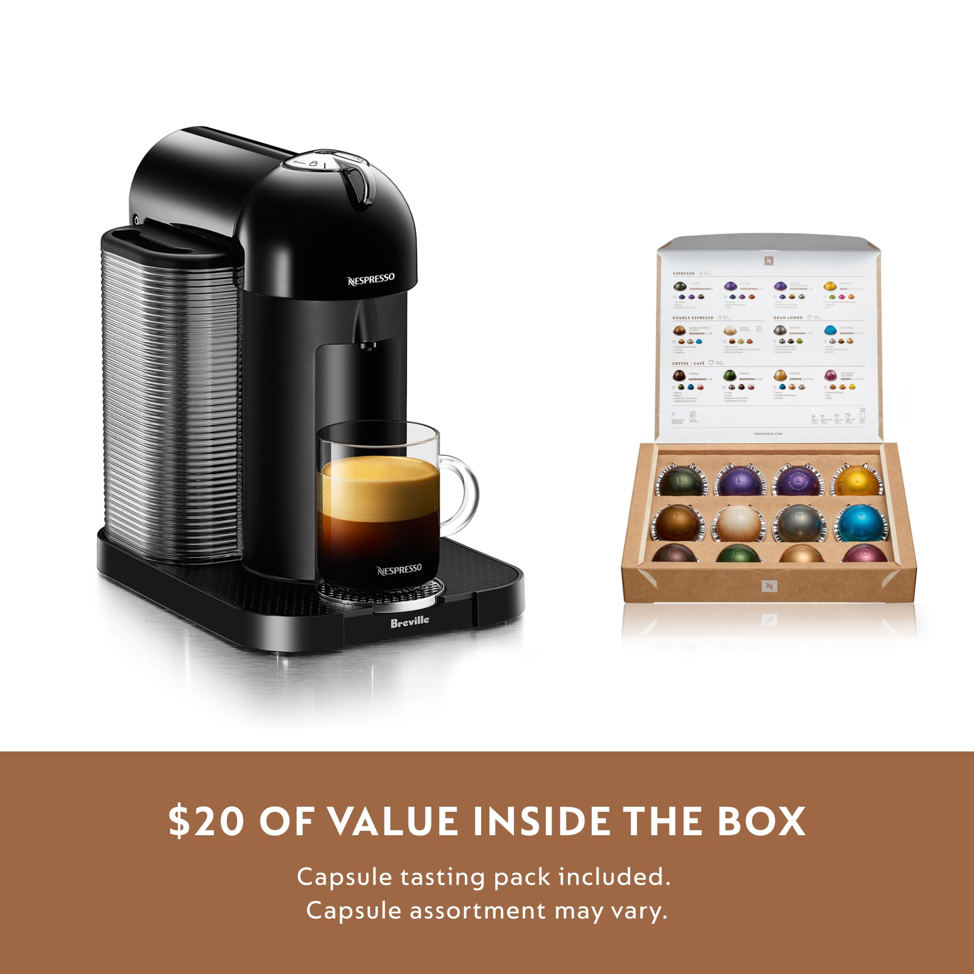 Breville Nespresso Vertuo Coffee and Espresso Machine - Single Serve Pod Brewer for Home & Office, Black | Perfect for Espresso Lovers & Busy Professionals
