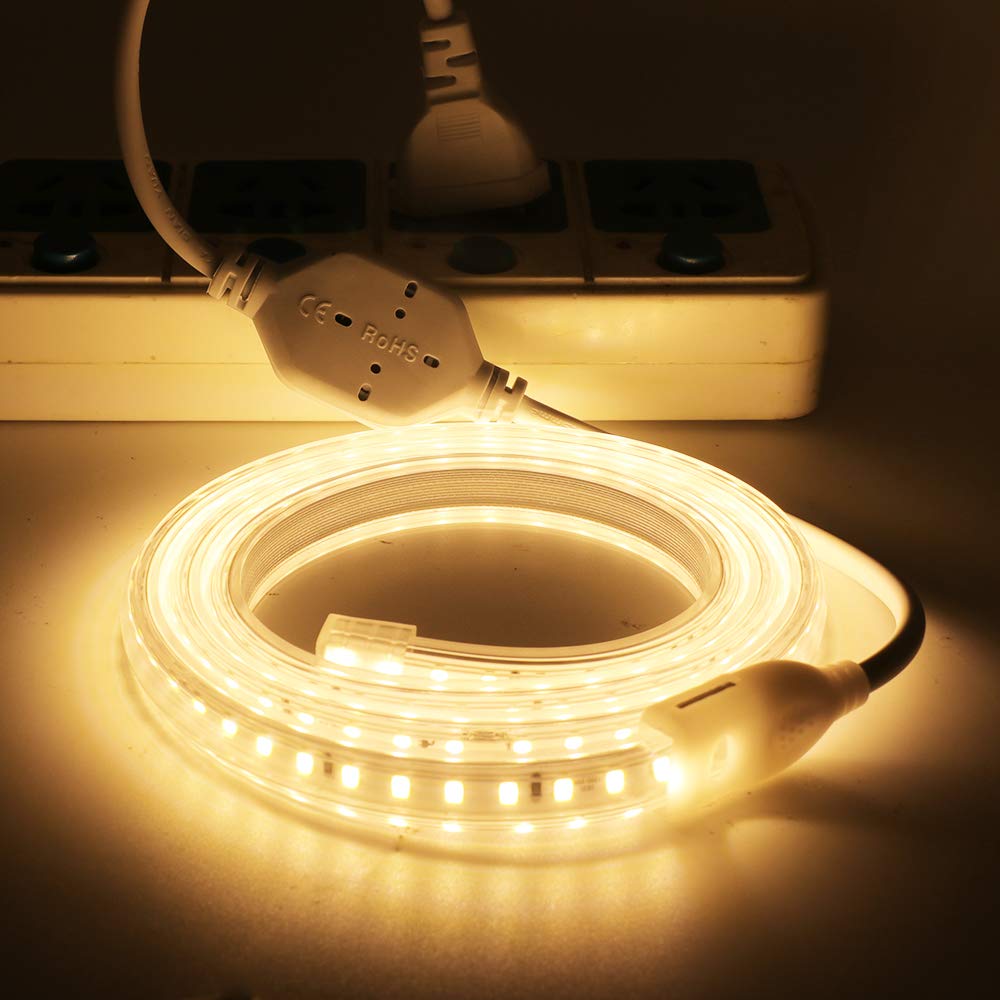 XUNATA LED Strip Lights 76ft/23m - Super Bright 20-22 LM/LED, 3000K Warm White, Waterproof 2835 120 LEDs/m Tape Light with Built-in Conductive Plate for Indoor & Outdoor Use - Perfect for Bedroom, Kitchen, Garden, and Party Decorations