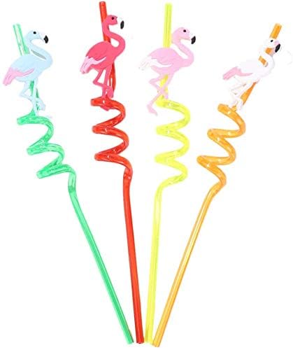 12pcs Reusable Silly Crazy Loop Drinking Straws - Colorful Plastic Straws for Parties, Weddings, Birthdays & Events - Fun Flamingo Design - Perfect for Cocktails, Smoothies & Kids Drinks