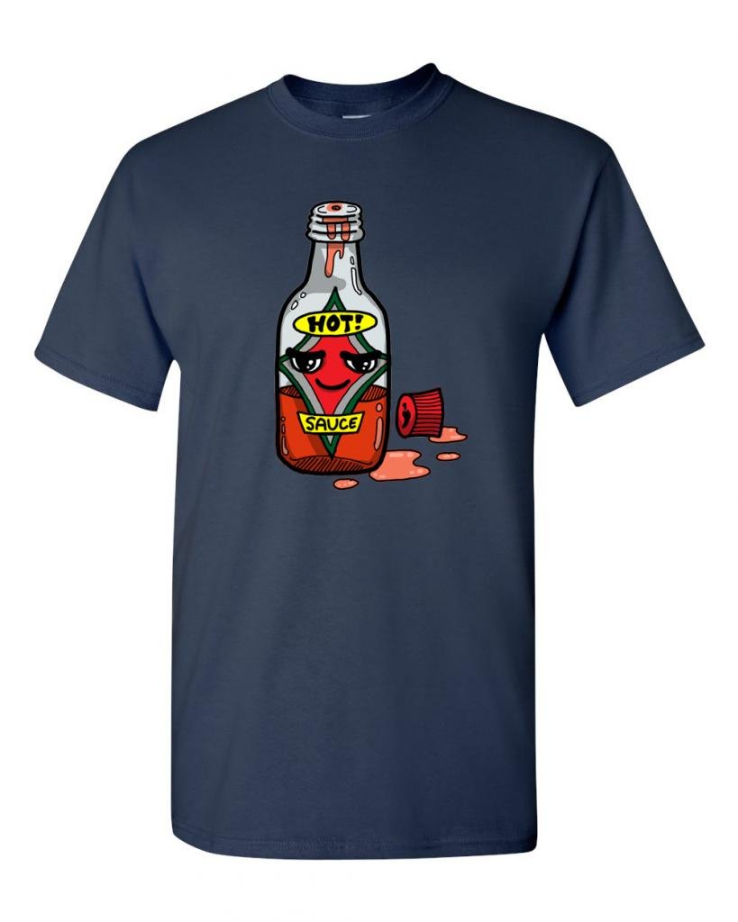 Funny Hot Sauce Bottle Graphic T-Shirt for Adults - Cool & Unique Design for Casual Wear, Parties, and Gifts