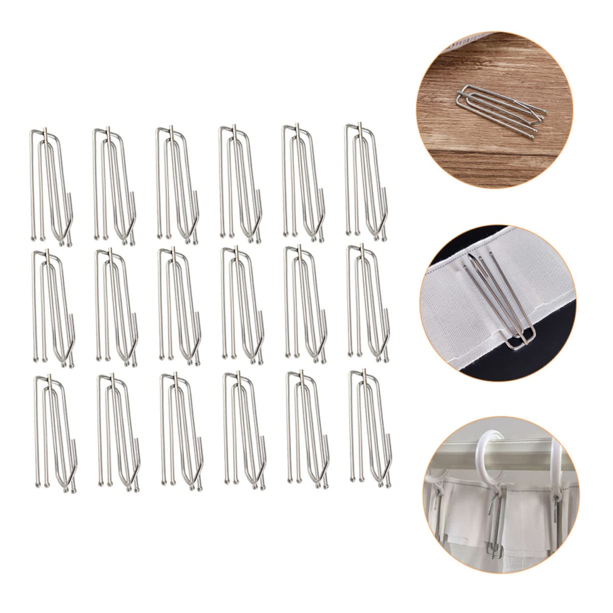50pcs Stainless Steel Curtain Hooks - Cabilock 4-Claw Pinch Pleat Hangers for Drapes & Shower Curtains | Durable Slip-On Hooks for Pleated Tape Ends | Perfect for Living Room, Bedroom & Bathroom Window Treatments