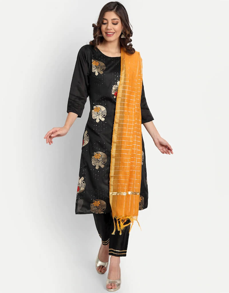 Black Heavy Silk Pant Salwar Suit for Women - Elegant Traditional Indian Outfit for Weddings, Festivals & Special Occasions