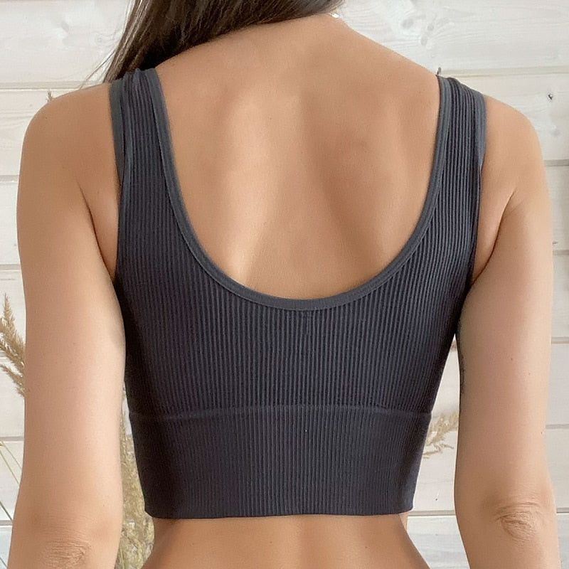 Women's Push Up Cropped Tank Top - Sexy Slim Fit Workout Shirt for Yoga, Gym & Summer Fashion