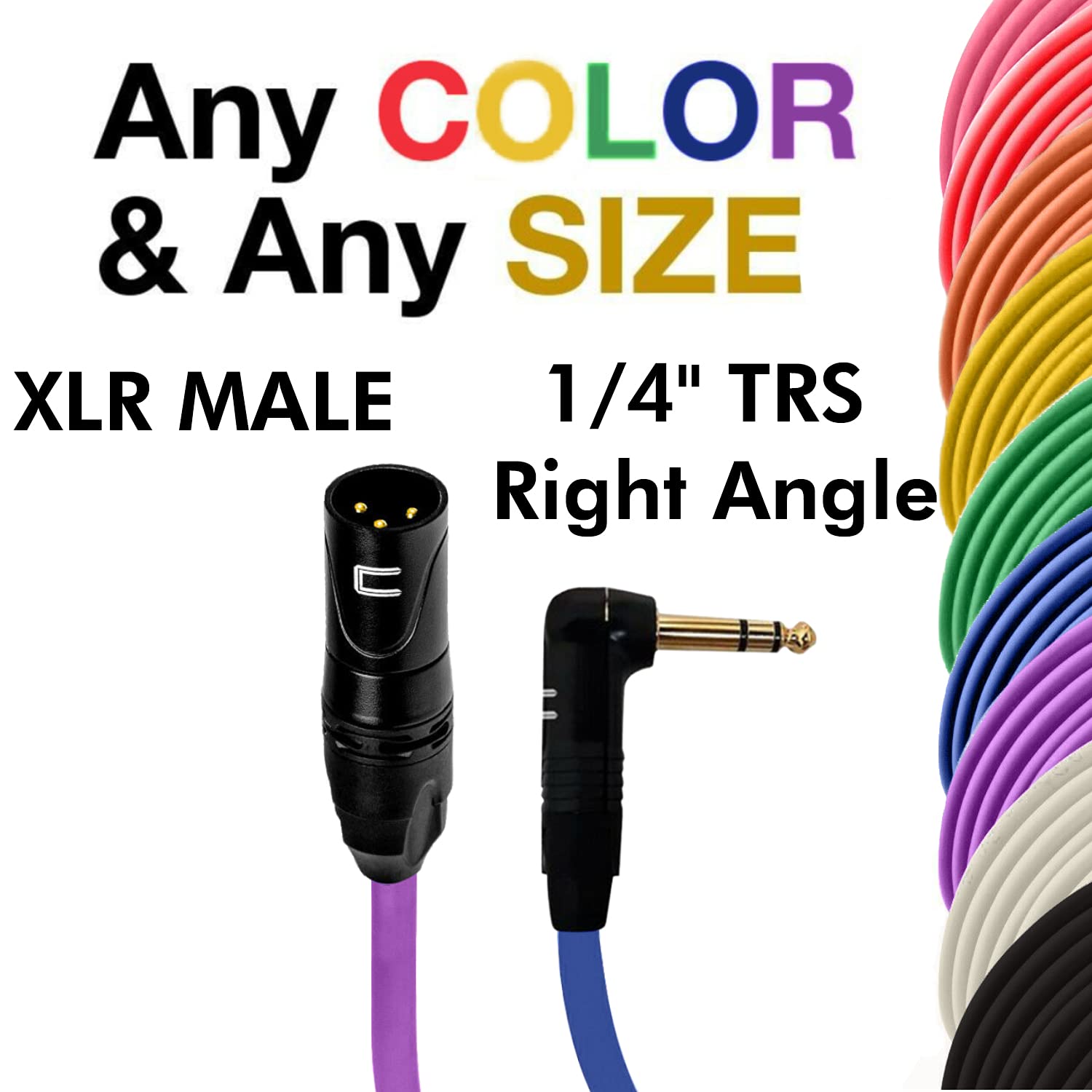 Premium Balanced XLR Male to Right Angle 1/4