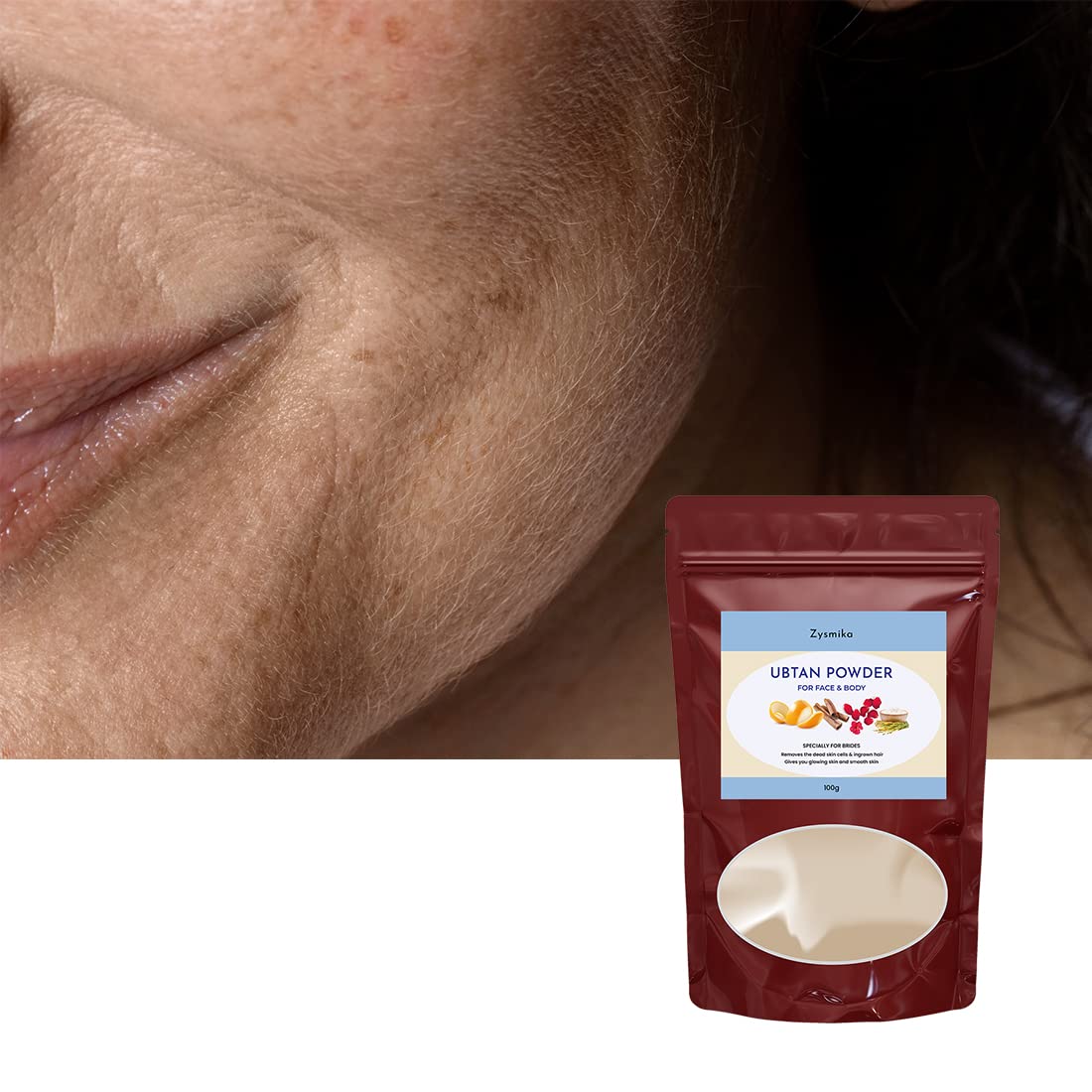Zysmika Ubtan Powder for Face & Body - 100g (Pack of 2) | Natural Skin Whitening & Glowing Treatment | Homemade Facial Hair Removal | Perfect for Daily Skincare & Bridal Prep