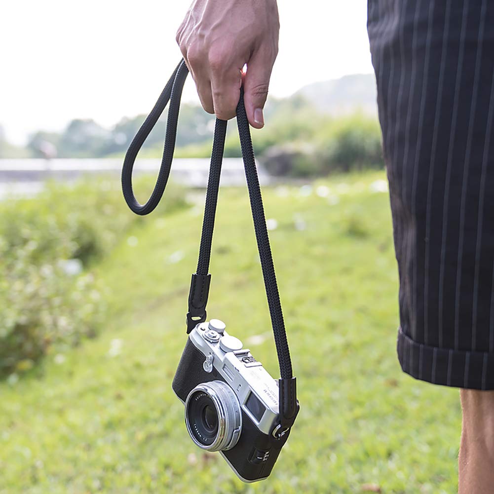 **Durable Mirrorless Camera Neck Strap for Leica, Nikon, Fuji, Pentax, Canon, Panasonic & Sony - Adjustable Climbing Rope Shoulder Strap in Black - Perfect for Travel, Hiking & Outdoor Photography**