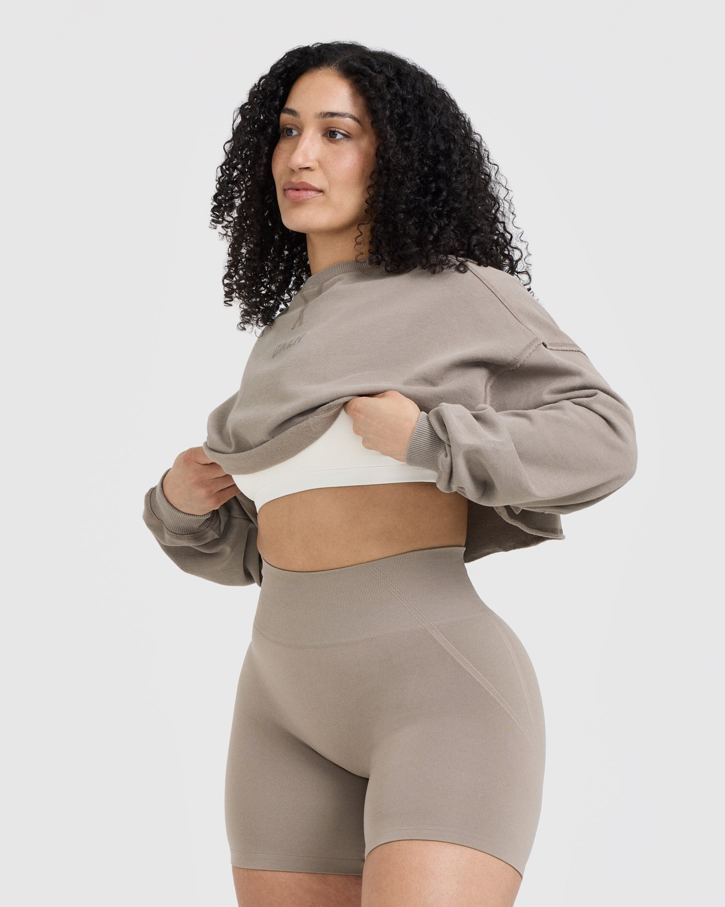 Raw Lounge Crop Sweatshirt | Soft Minky Fabric | Comfortable Casual Wear for Women | Perfect for Lounging at Home or Running Errands