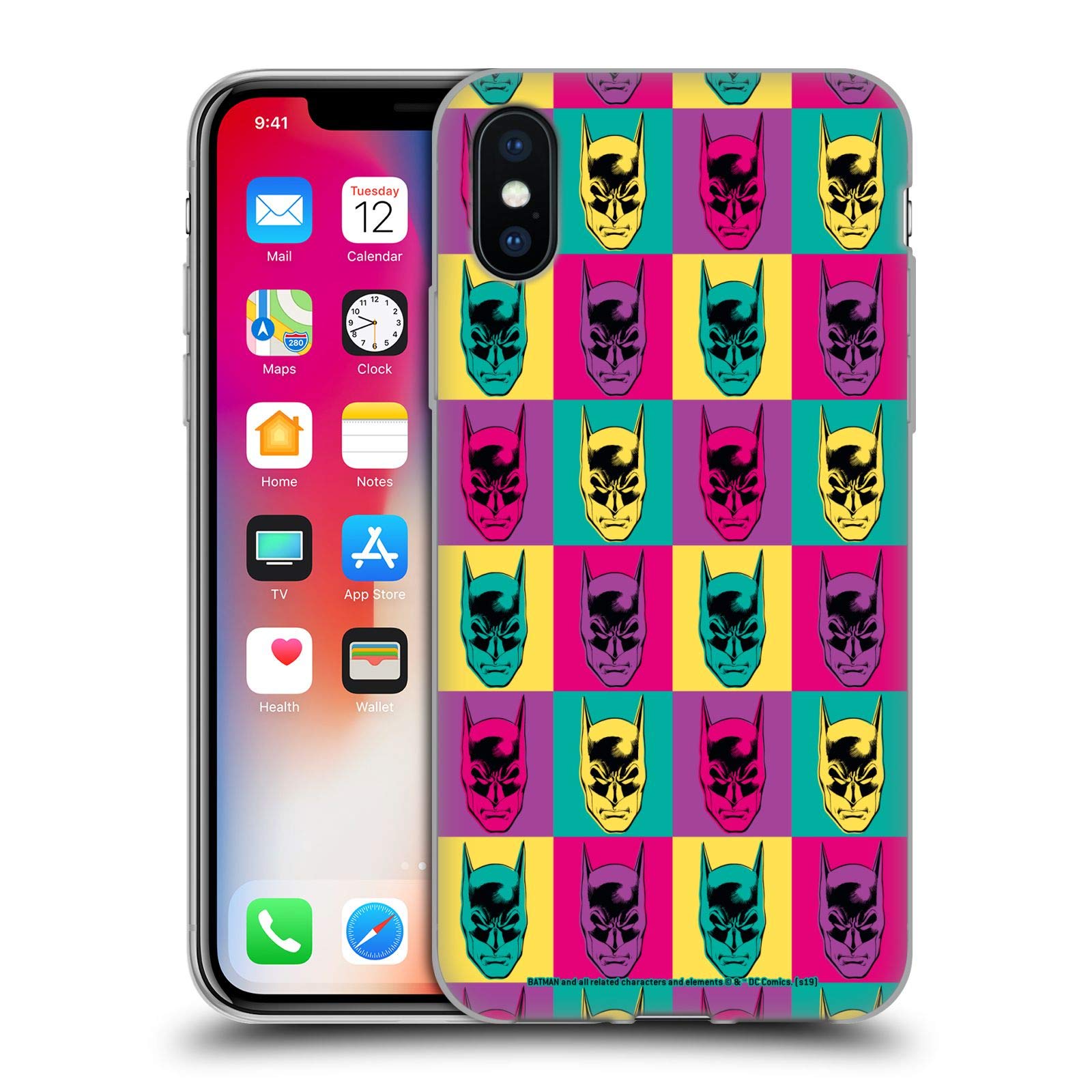 Officially Licensed Batman DC Comics Pop Art Vintage Soft Gel Phone Case for Apple iPhone X/Xs - Fashionable Superhero Design for Fans & Everyday Protection
