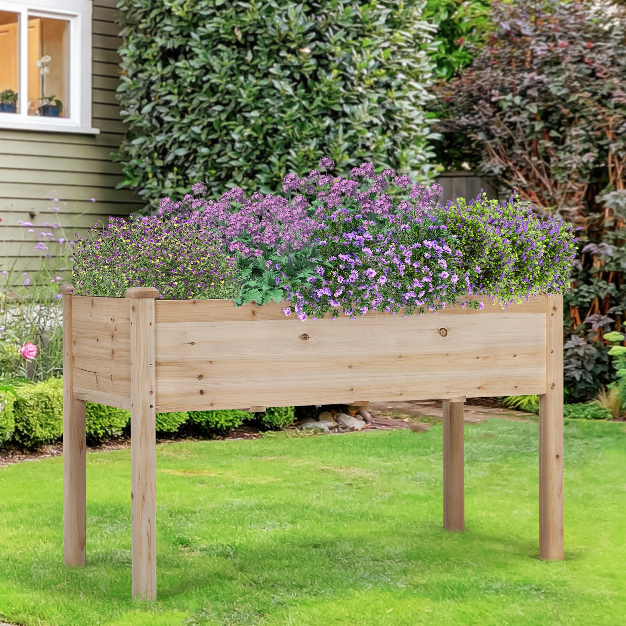 Topeakmart 48 x 23 x 30 Inch Wooden Raised Garden Bed Planter Box with Legs - Elevated Outdoor Gardening Box for Flowers, Vegetables, Herbs, Tomatoes - Perfect for Backyard, Patio, Balcony Gardening (Set of 2)