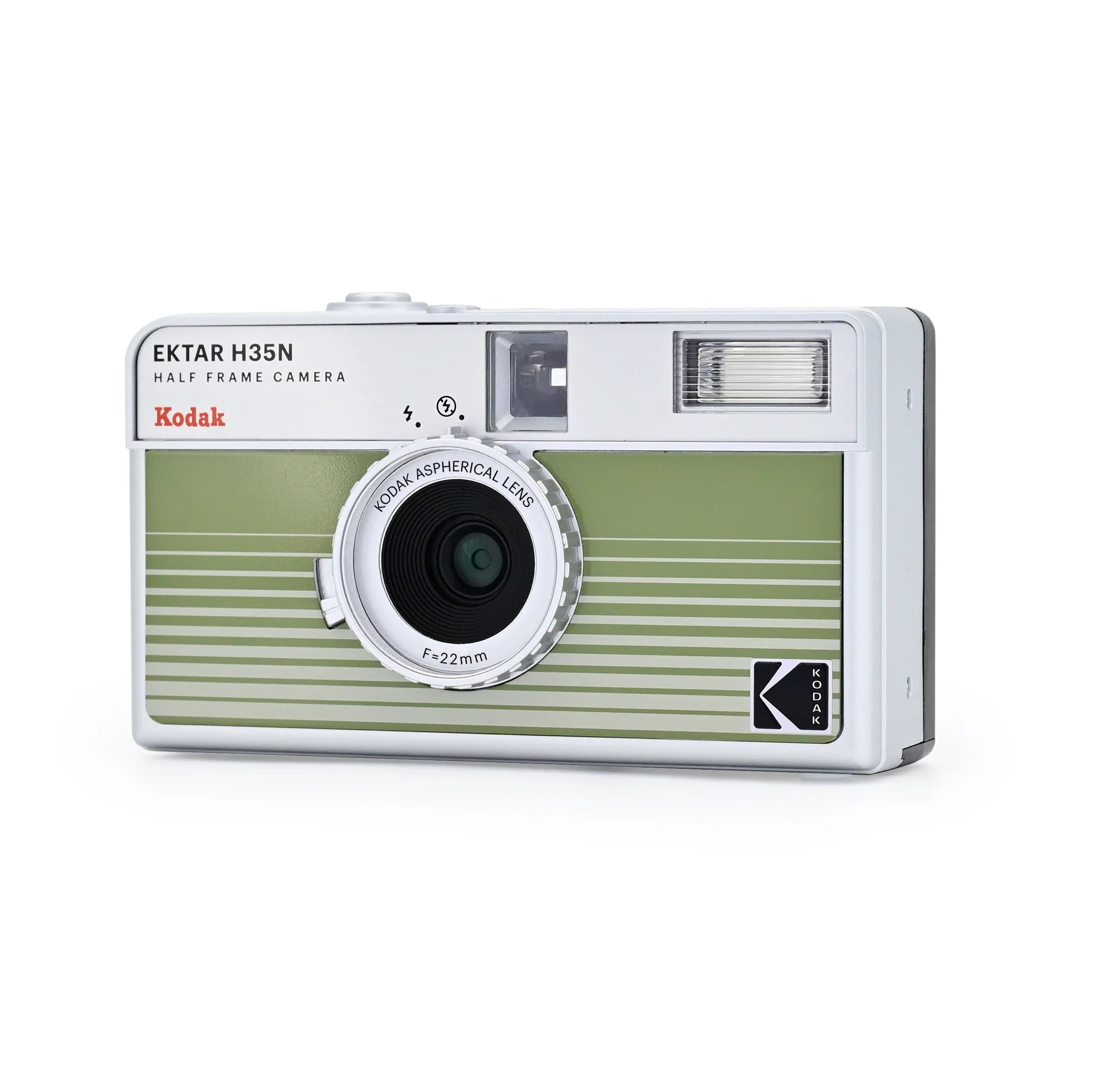 Kodak Ektar H35N Half Frame 35mm Film Camera - Lightweight & Compact, Retro Striped Green Design - Perfect for Travel, Street Photography & Vintage Film Enthusiasts