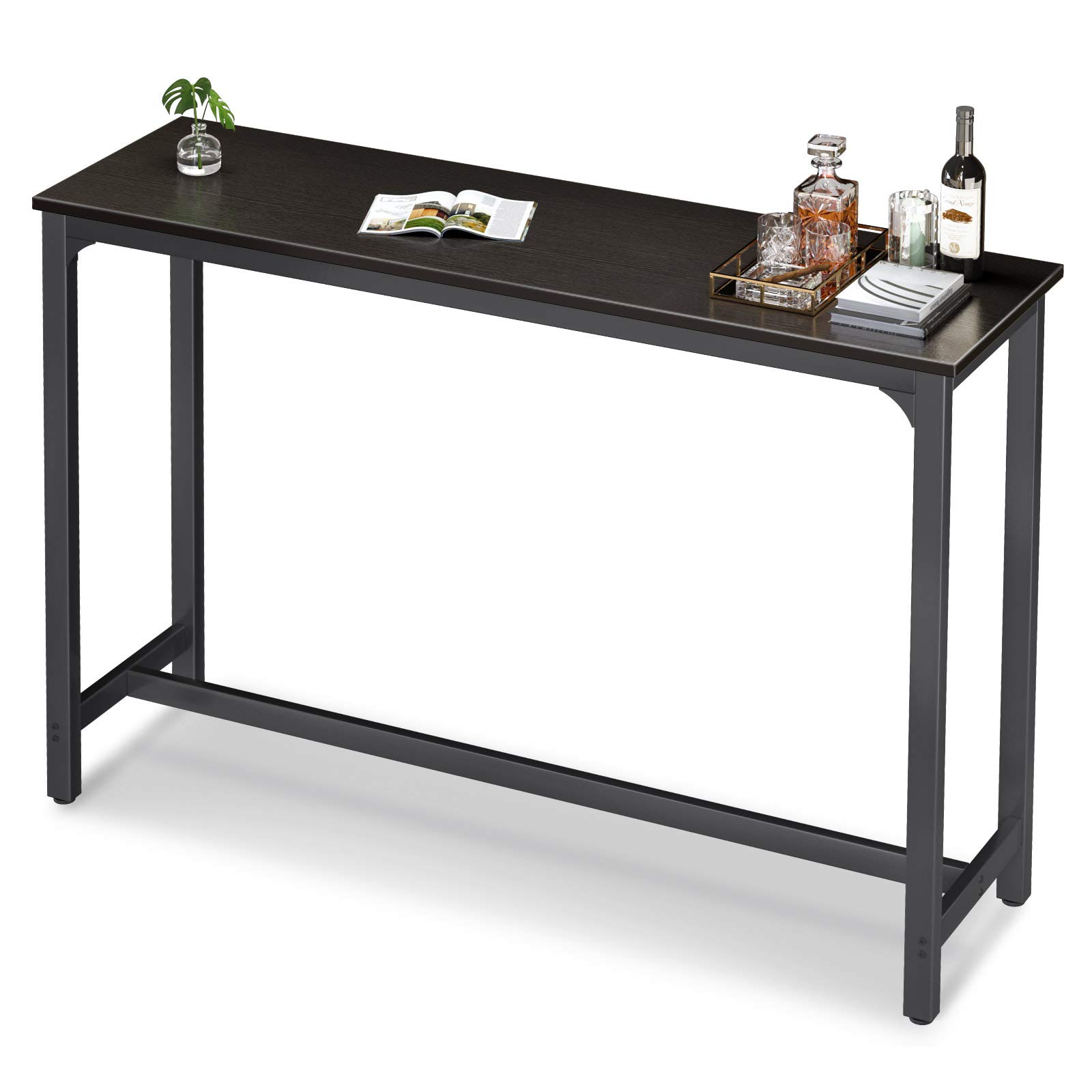 55 Inch Black Bar Table - Rectangular Counter Height Pub Table with Sturdy Metal Legs & Easy-to-Clean Surface for Kitchen, Dining Room & Home Bar | Perfect for Entertaining, Small Spaces & Modern Interior Decor