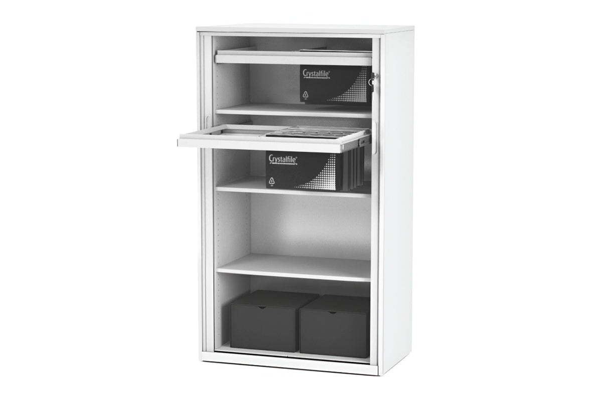 Tambour Sliding Door Storage Cabinet - Metal Closet Organizer [1325H x 900W] - Perfect for Bedroom, Office, or Garage Storage Solutions