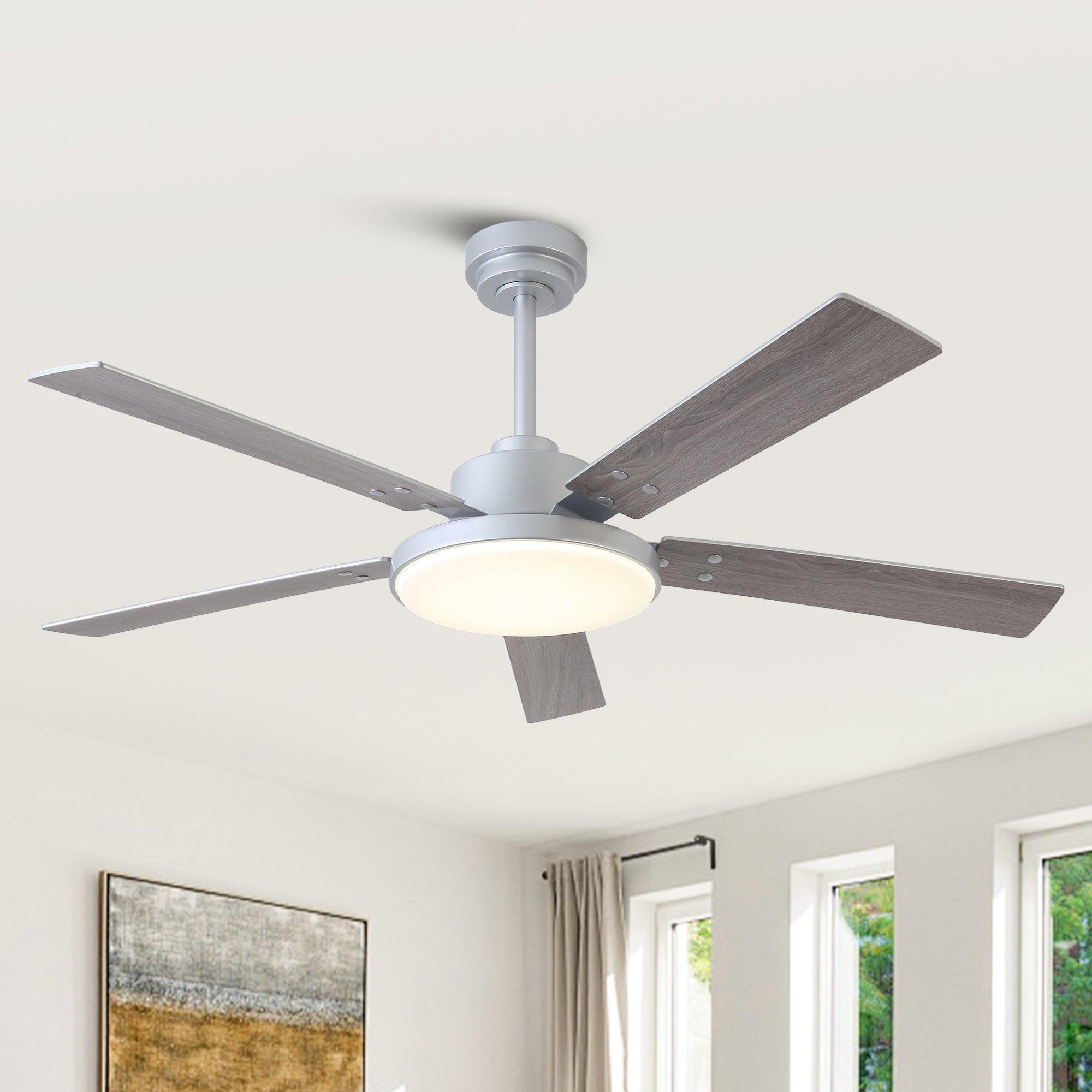 Vaczon 52 Inch Modern Ceiling Fan with Remote Control, LED Light & Reversible Blades - Energy Efficient Cooling for Living Room, Bedroom or Office