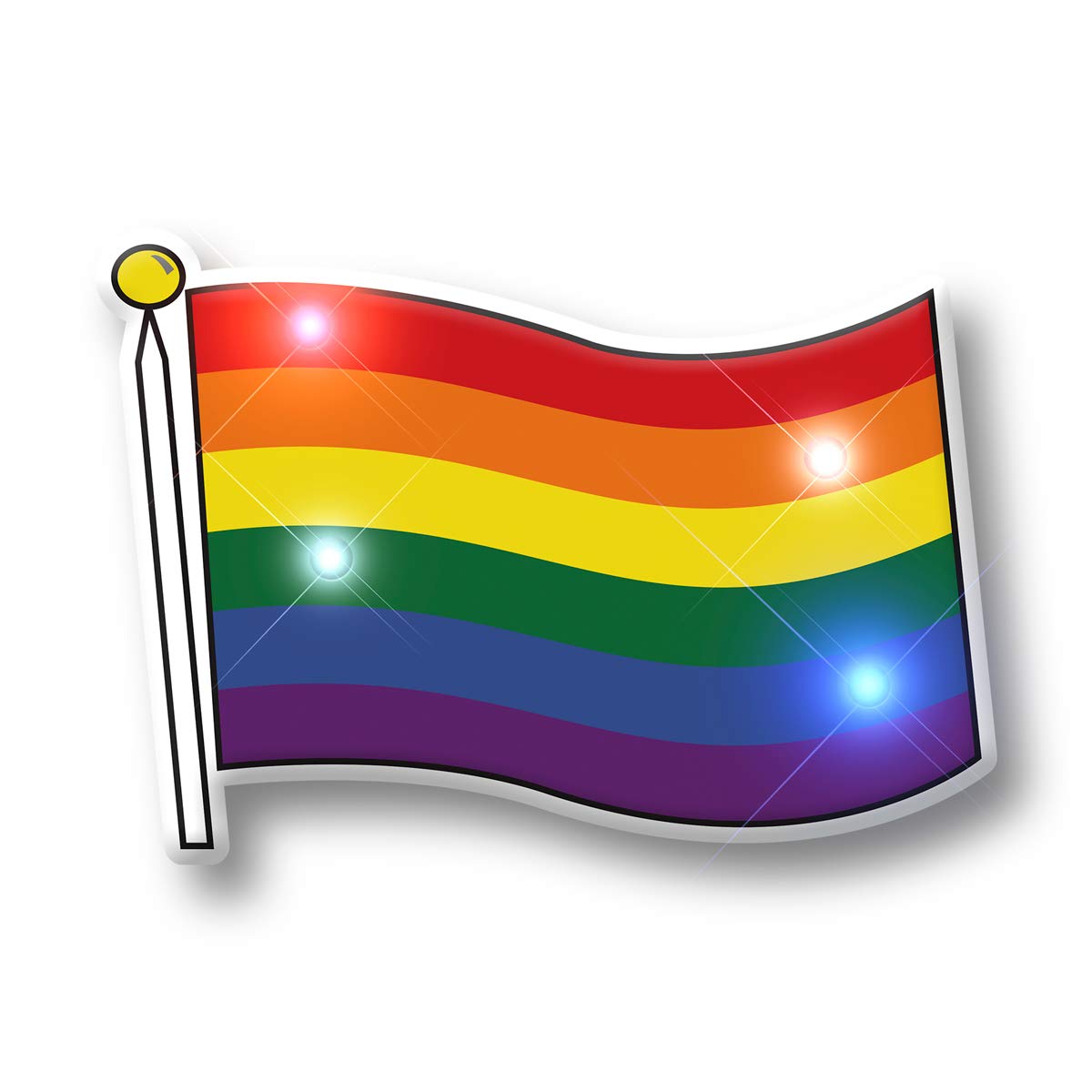 LED Rainbow Flag Pins - Flashing Pride Accessories for LGBTQ+ Events, Parades & Celebrations | Colorful Light Up Badges for Pride Month, Parties & Festivals
