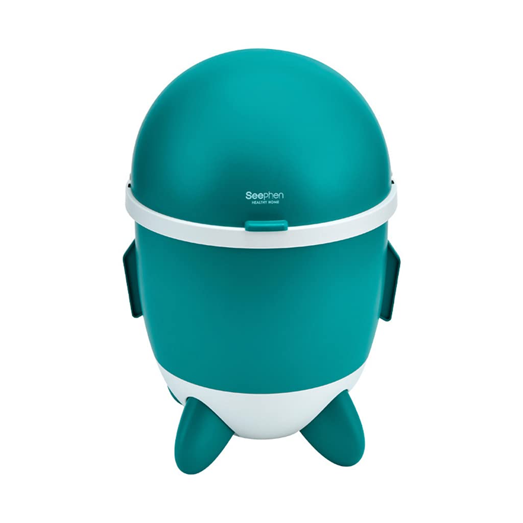Kamonda Creative Rocket Trash Can - 13 Gallon Plastic Kitchen Waste Bin with Lid, Green - Perfect for Home, Office, Dorm & Outdoor Use