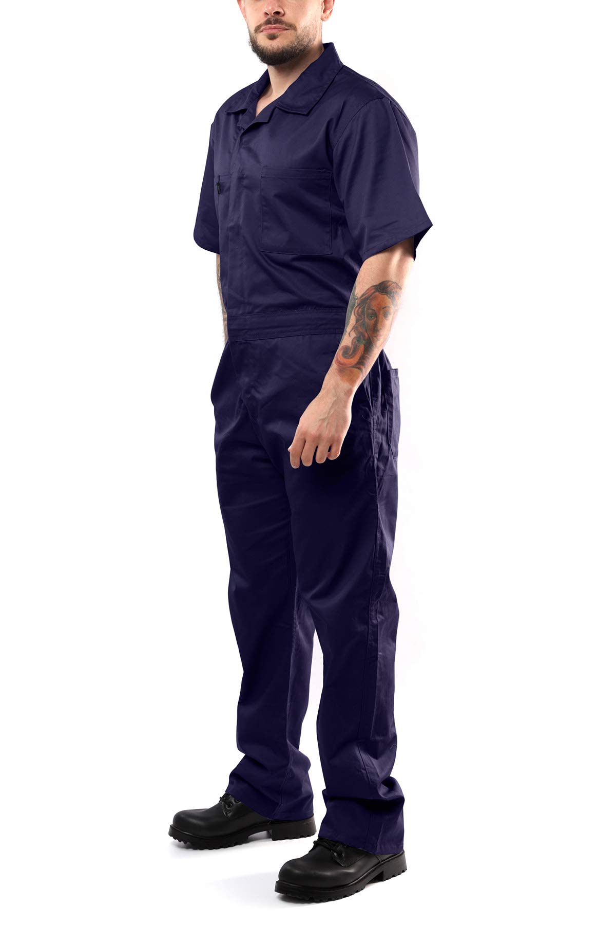 Kolossus Men's Short Sleeve Work Coveralls - Durable Blended Fabric Jumpsuit for Construction, Mechanics & DIY Projects - Comfortable Workwear for Hot Weather