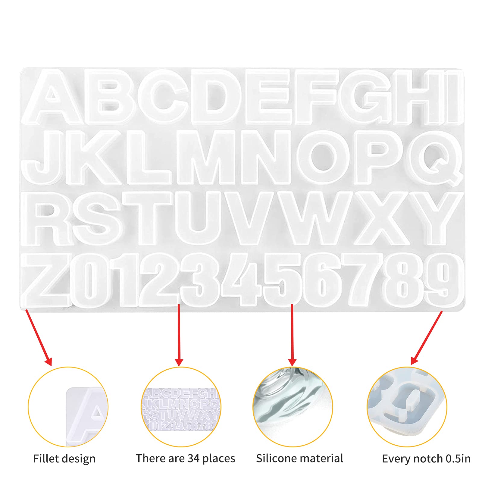 Premium Silicone Alphabet & Number Molds for Resin Jewelry Making - DIY Craft Casting Kit for Personalized Necklaces, Keychains & Home Decor - Perfect for Birthday Gifts, Wedding Favors & Handmade Accessories